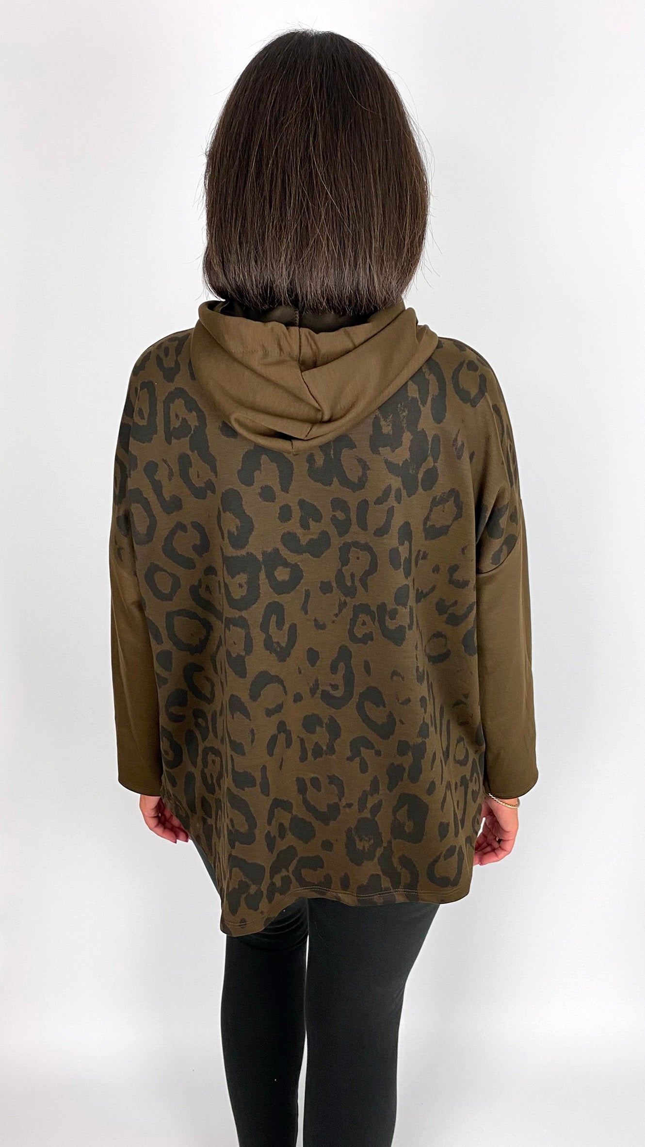 Leopard back hooded sweatshirt | 4 Colours
