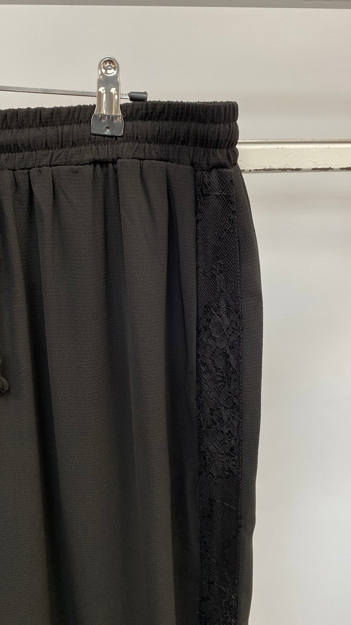 Lace panel wide-leg trouser w/ ankle splits | Black | 2 Sizes | by Malissa J