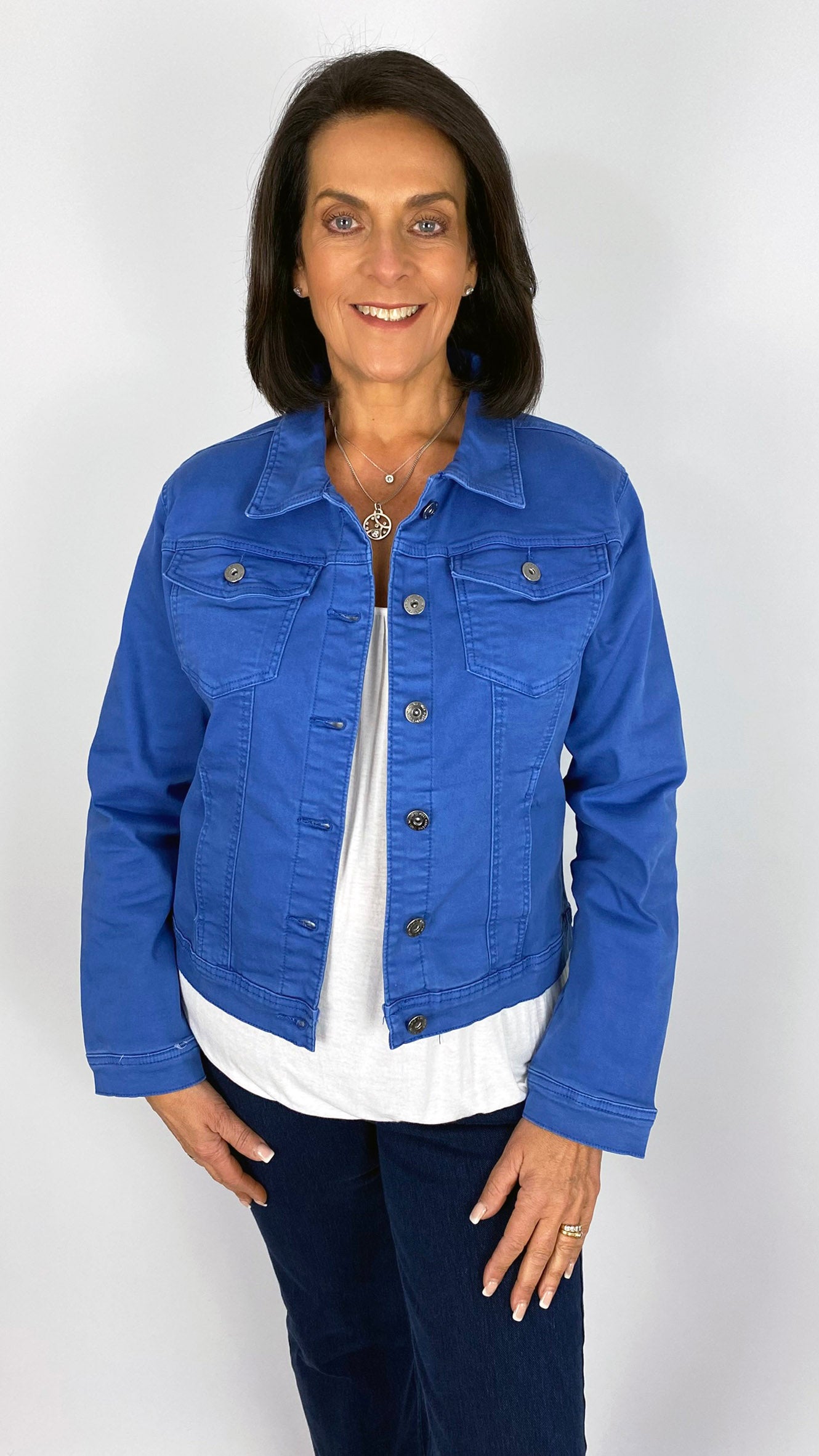 Stretch denim jacket | Royal Blue