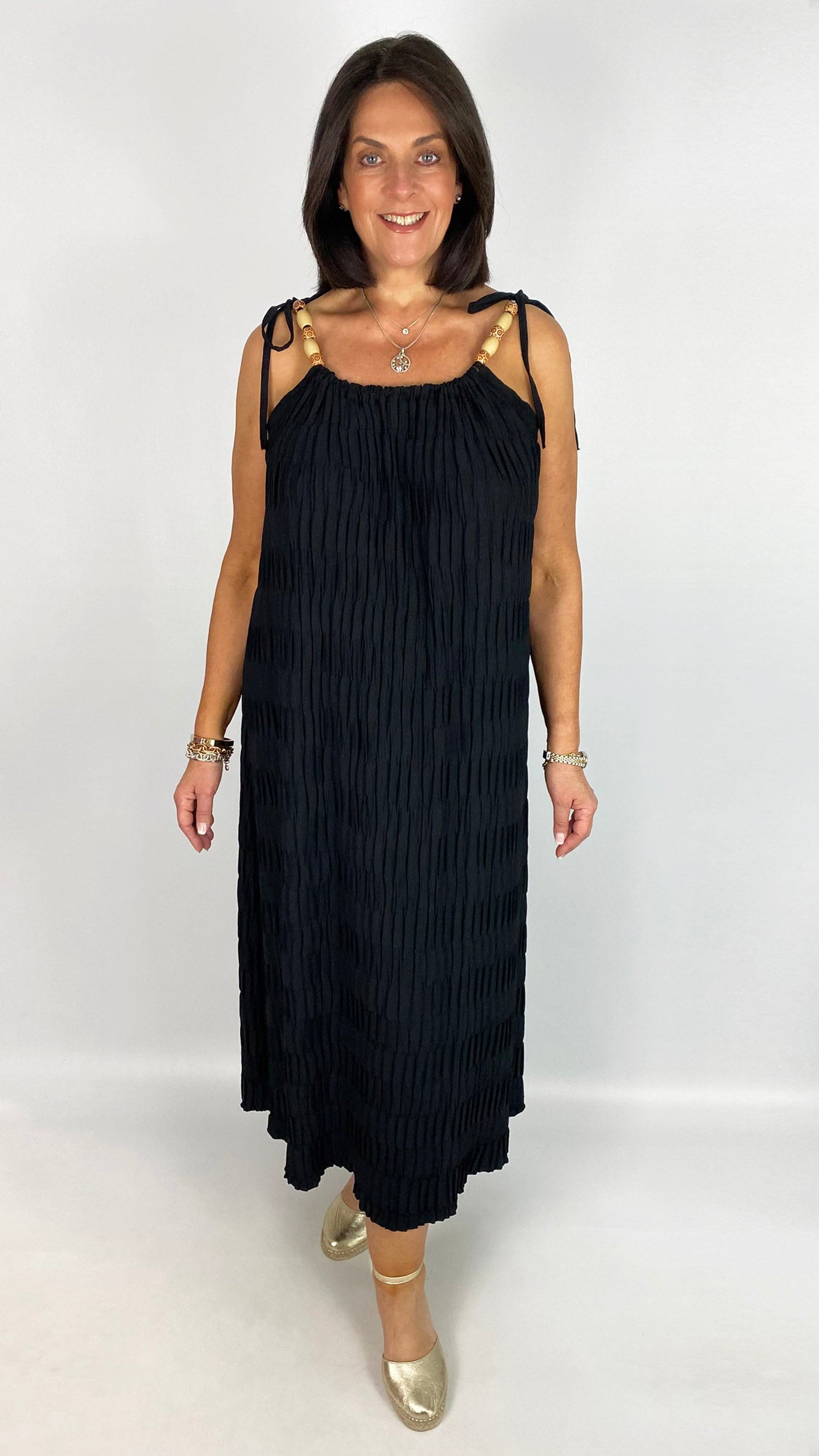 Beaded tie crinkle midaxi dress | 6 Colours | last 1s