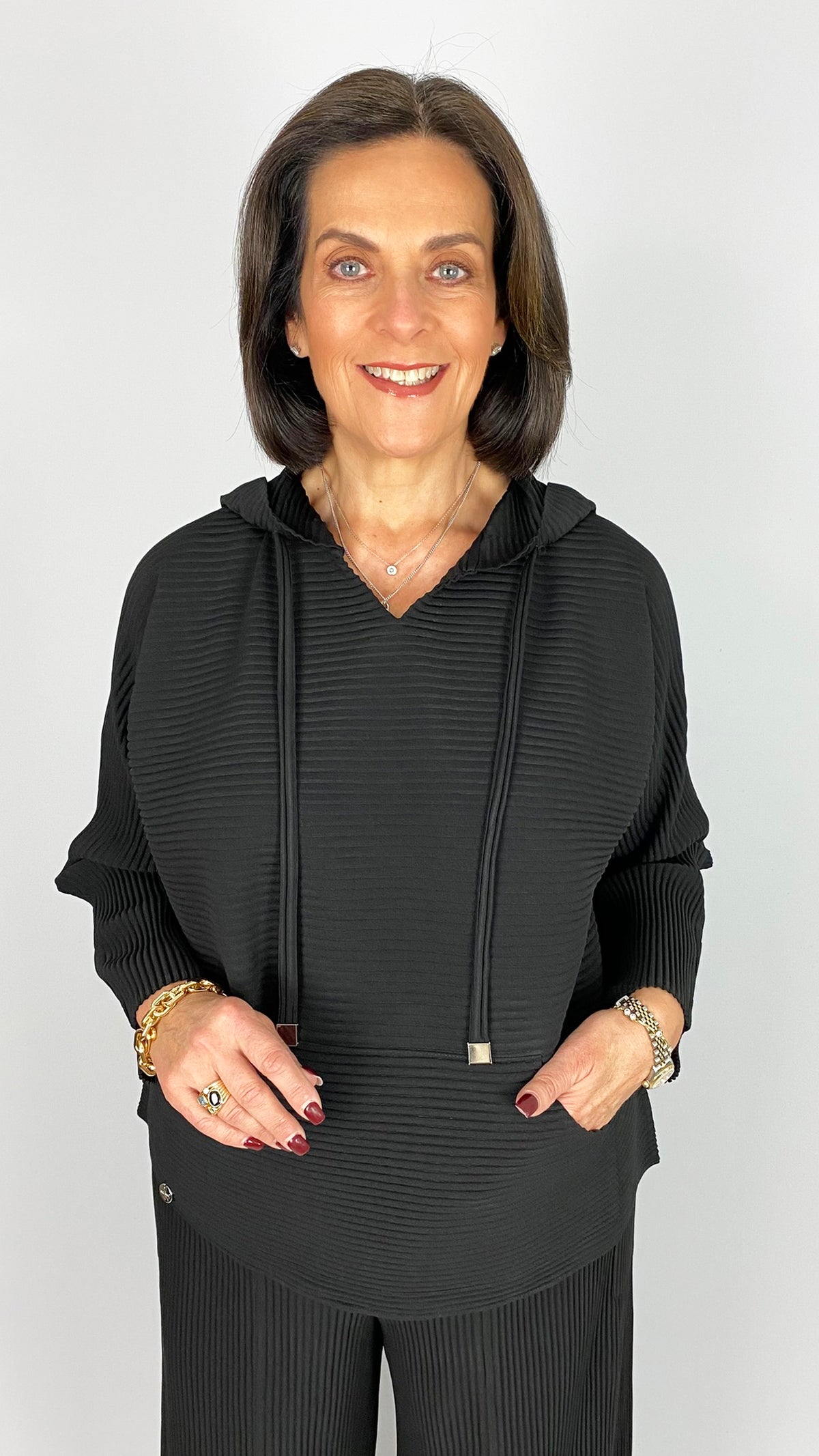 Pleated curved hem hoodie | 2 Colours | by Malissa J
