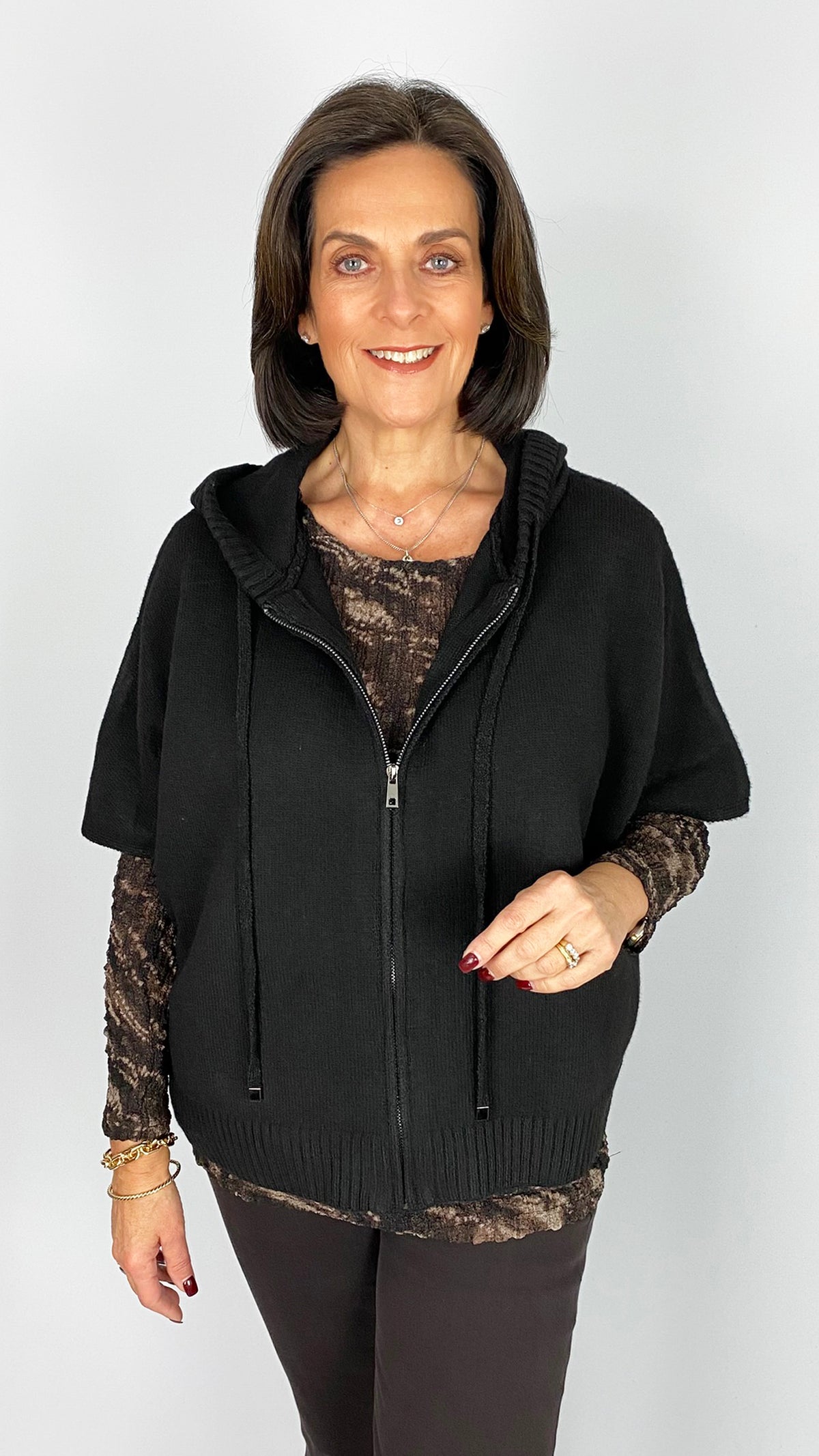 Short sleeve knitted zip-through hoodie | 3 Colours | by Malissa J