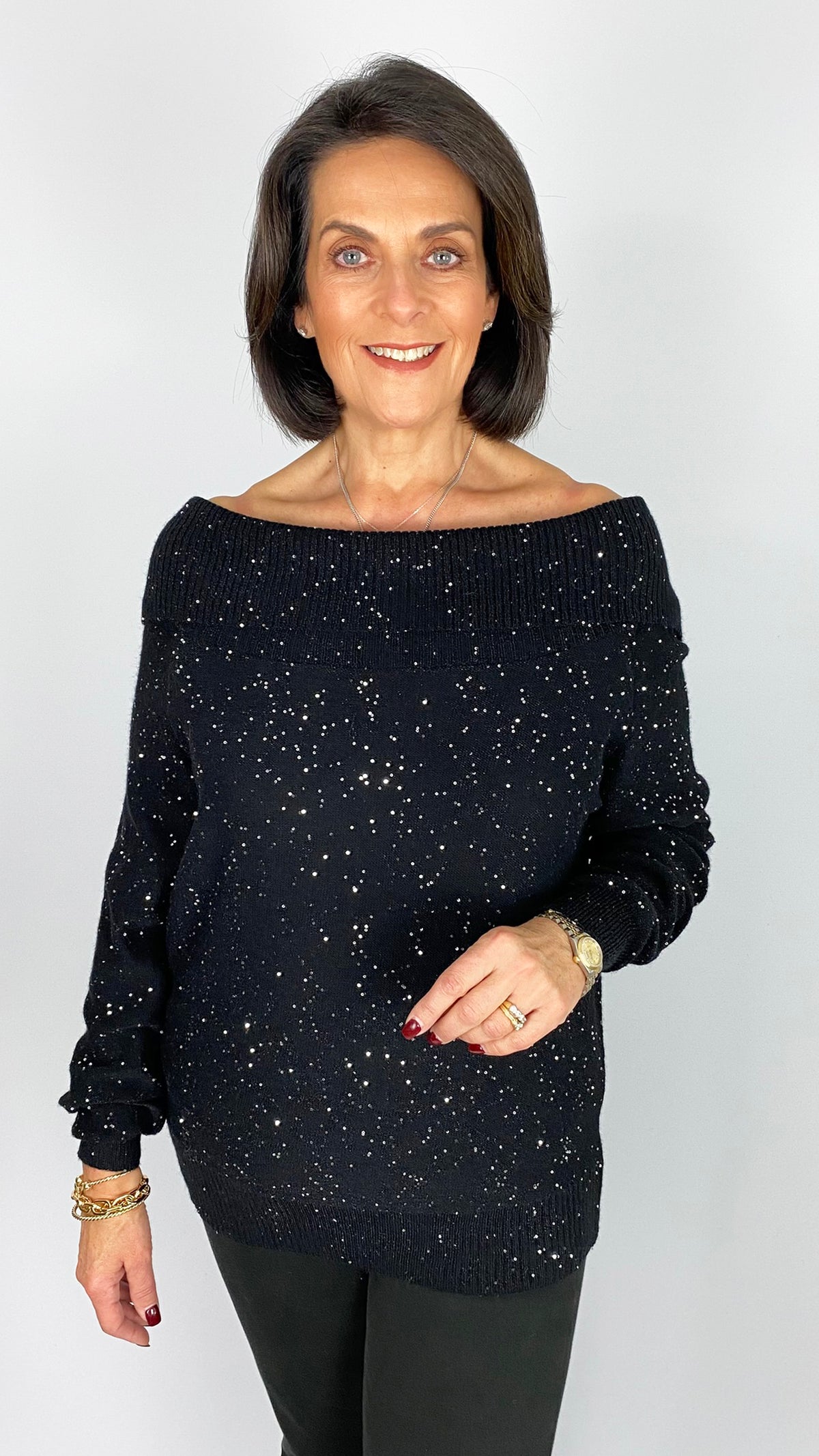 Sequin knit bardot jumper | 3 Colours | by Malissa J