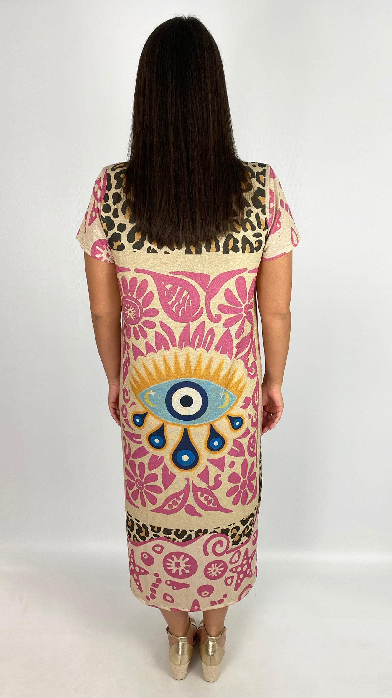 Lurex print v-neck midaxi dress | 3 Designs
