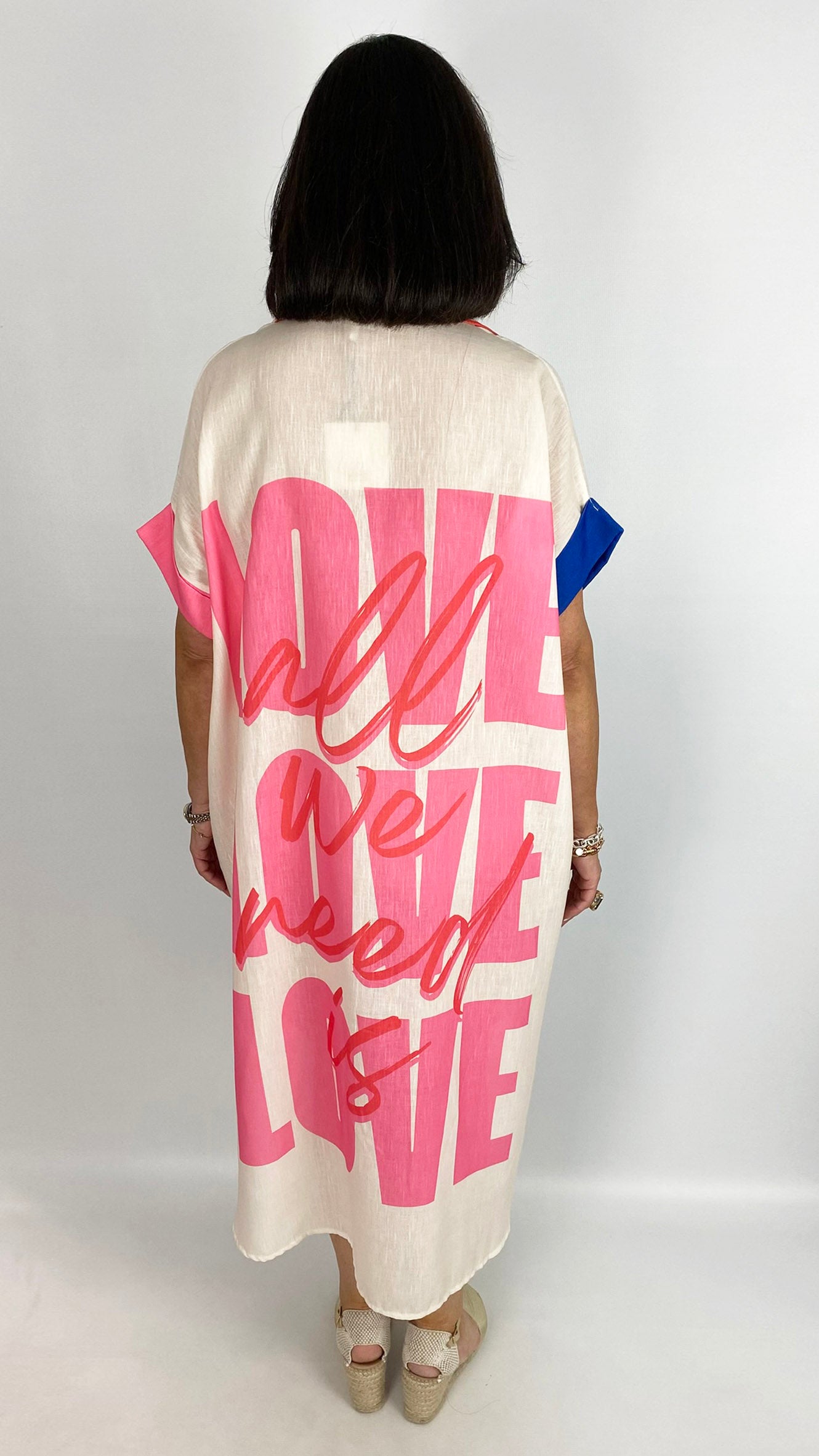 Linen mix button-through graphic shirt dress | 3 Prints