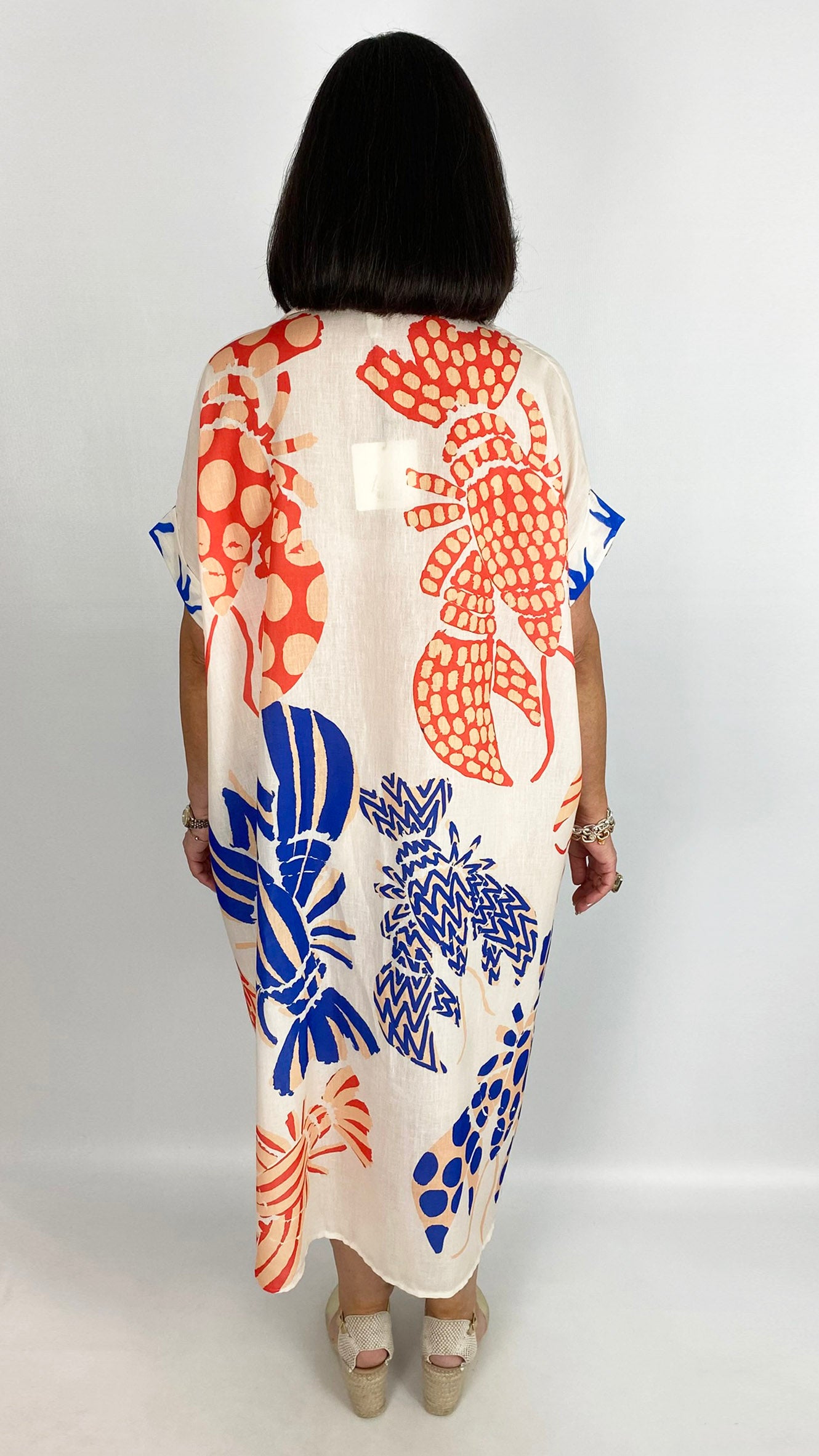 Linen mix button-through graphic shirt dress | 3 Prints