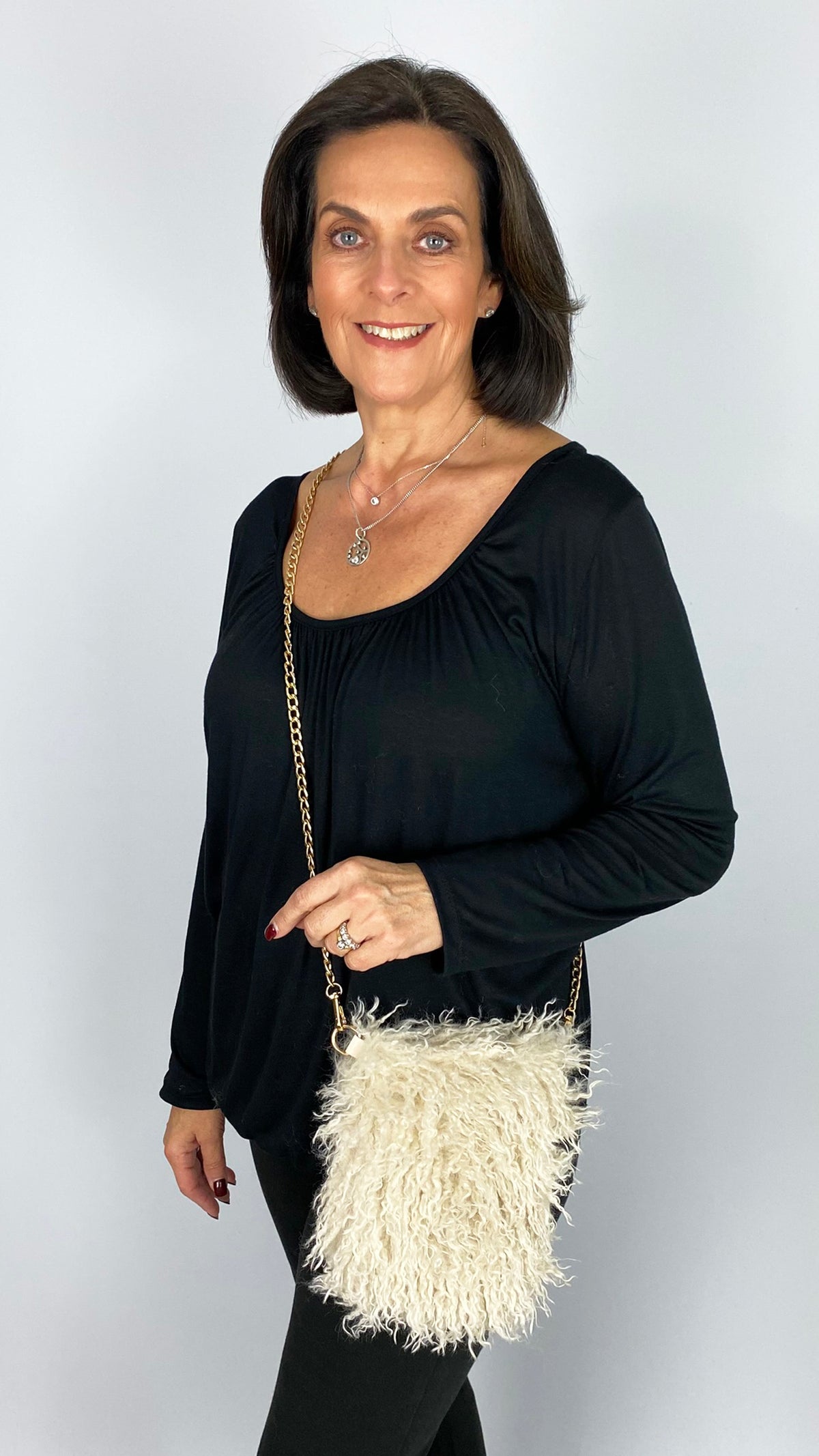 Faux mongolian fur crossbody bag | 4 Colours | by Malissa J