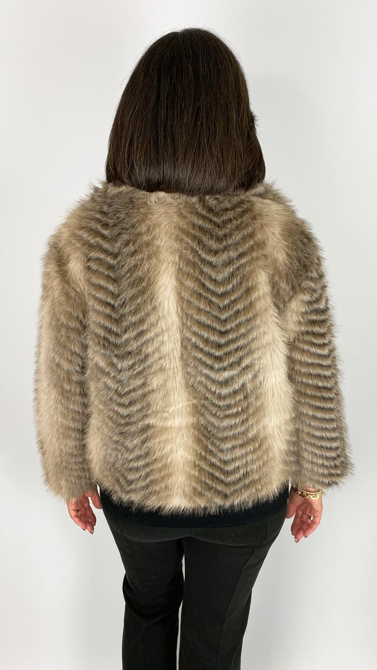 Printed faux fur jacket | Stone Shaded | by Malissa J
