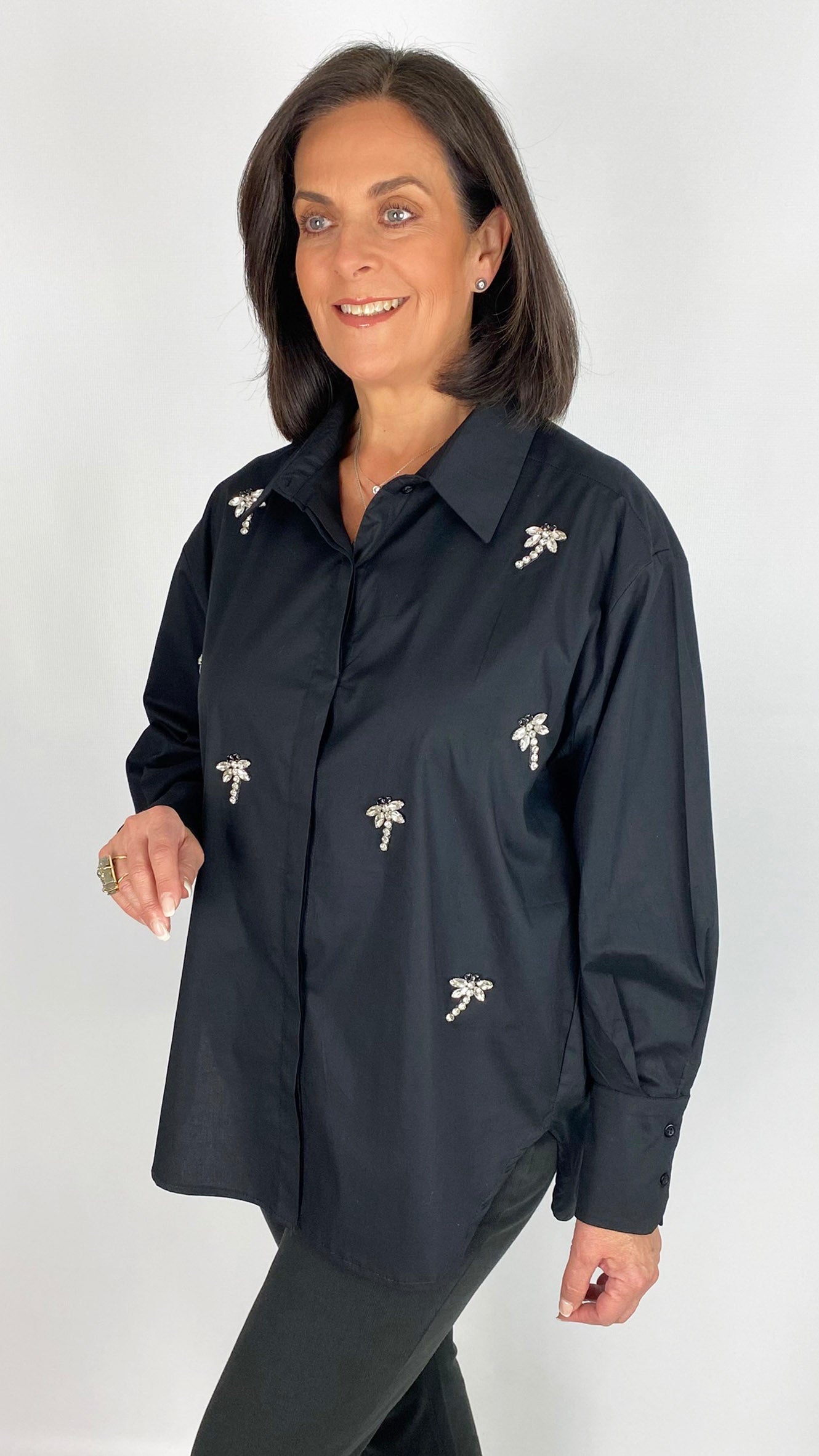 Rhinestone dragonfly embellished shirt | 3 Colours | last 1s