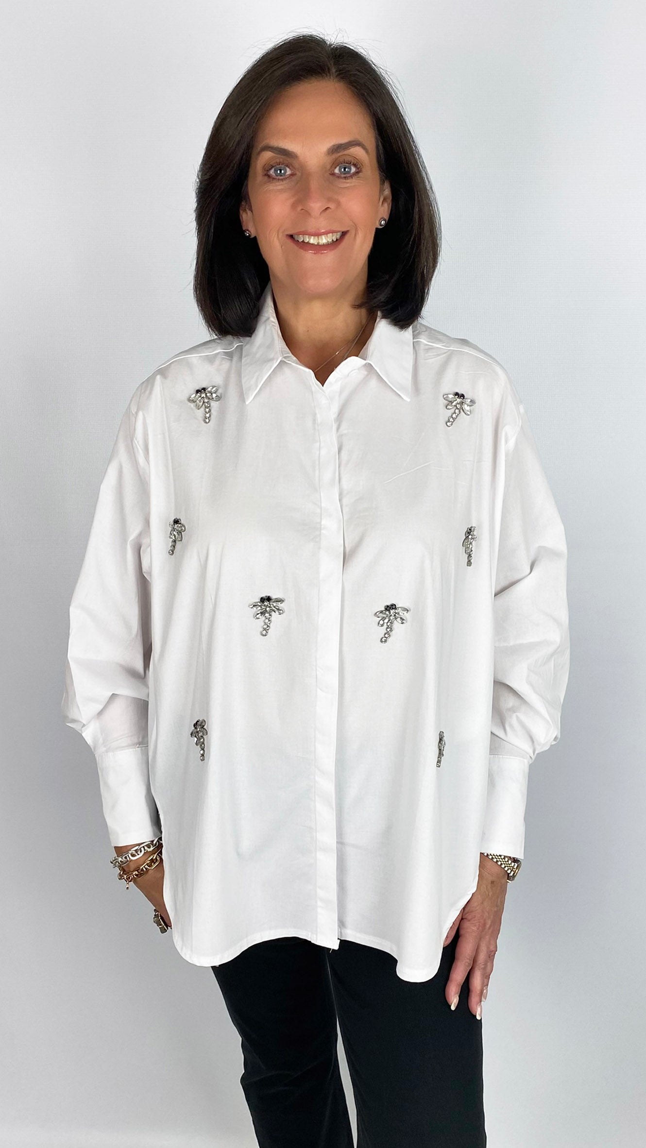 Rhinestone dragonfly embellished shirt | 3 Colours | last 1s