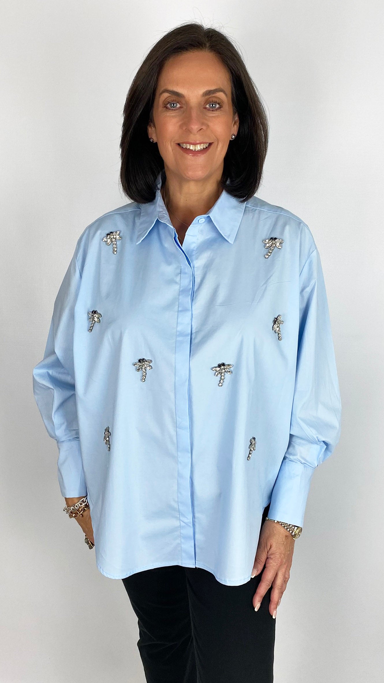 Rhinestone dragonfly embellished shirt | 3 Colours | last 1s