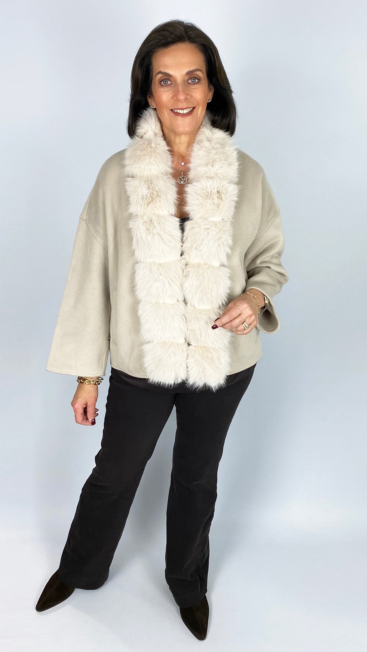 Faux fur trimmed batwing jacket | 2 Colours | by Malissa J