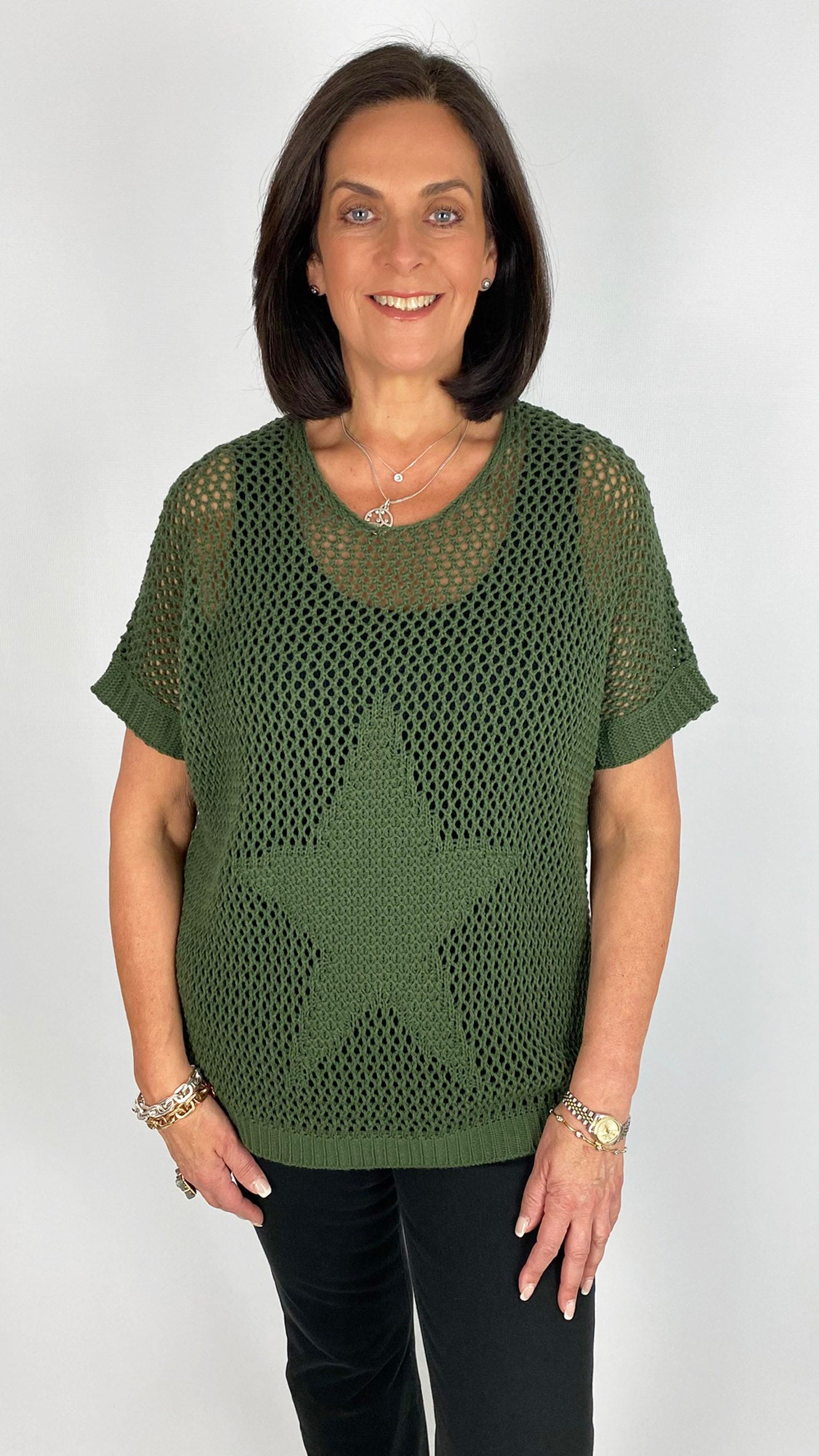 Crochet star open-knit short sleeve top | 3 Colours | last 1