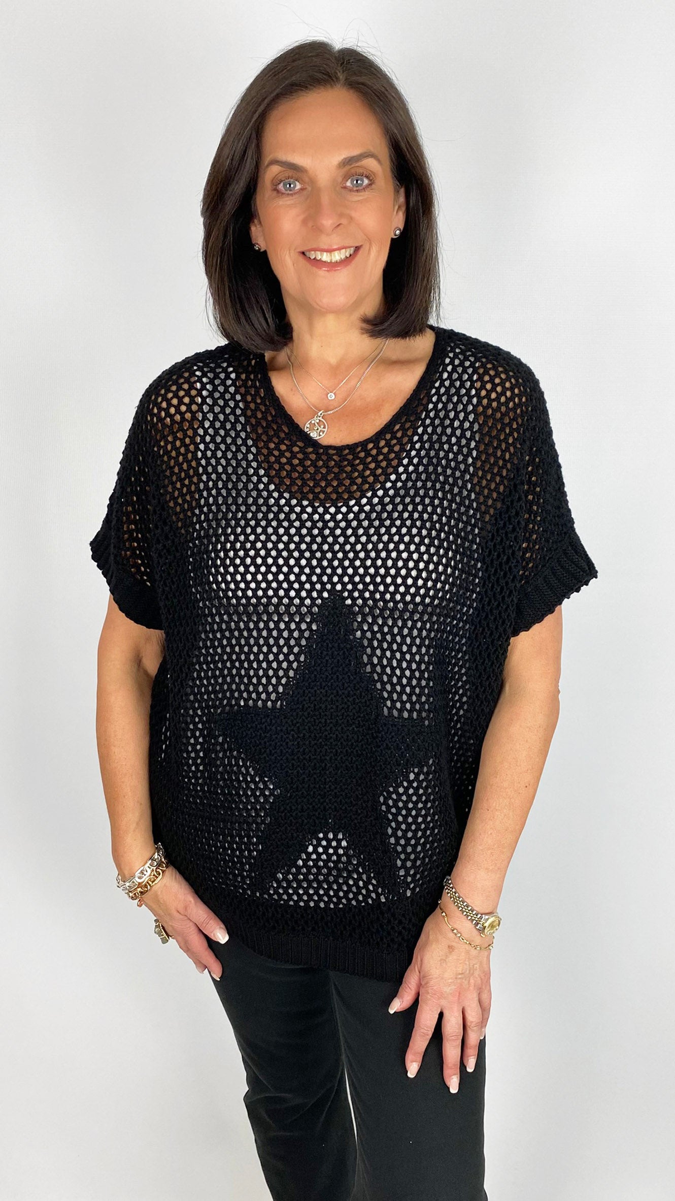 Crochet star open-knit short sleeve top | 3 Colours | last 1