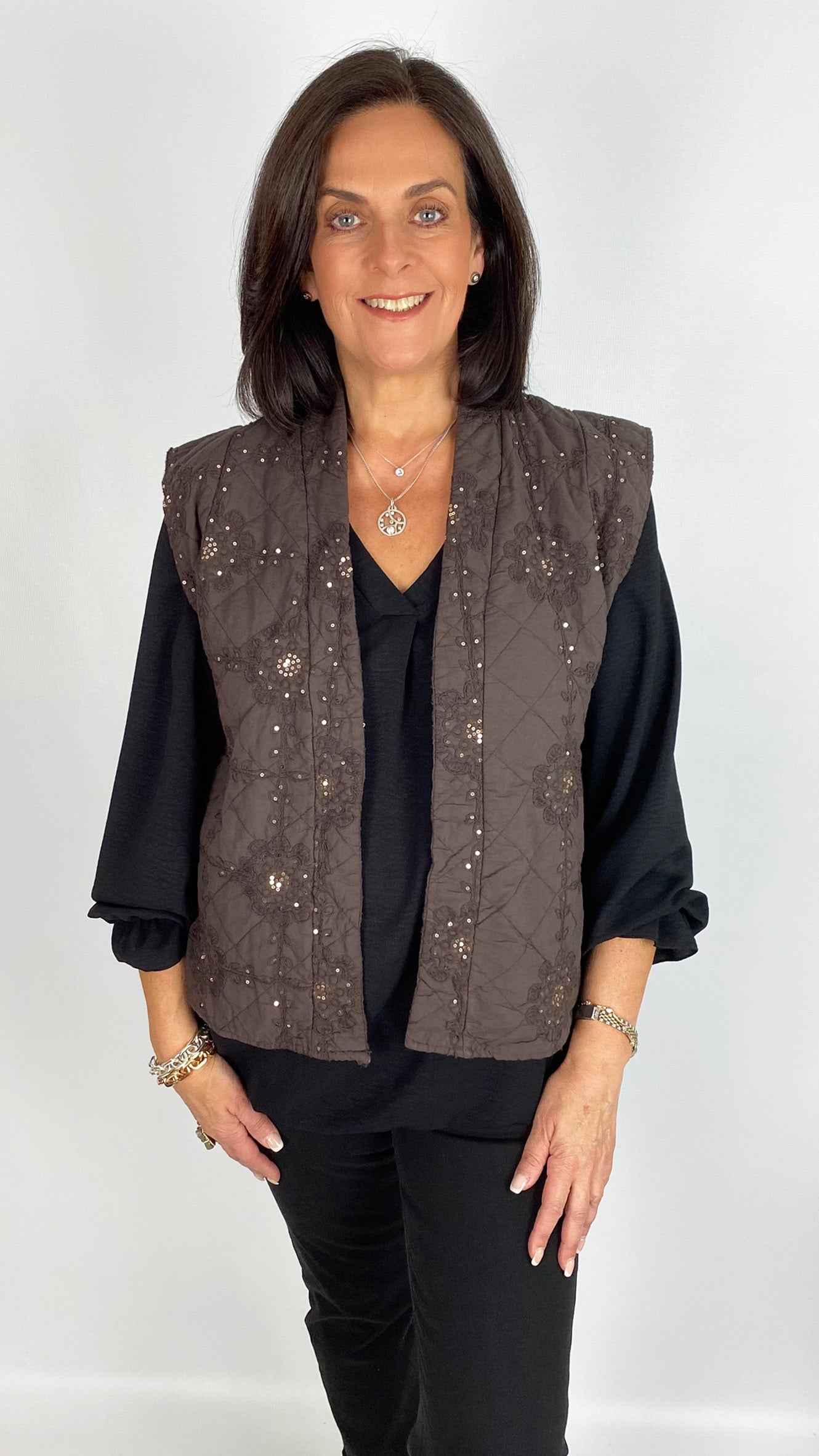 Sequin embellished edge-to-edge waistcoat | 5 Colours
