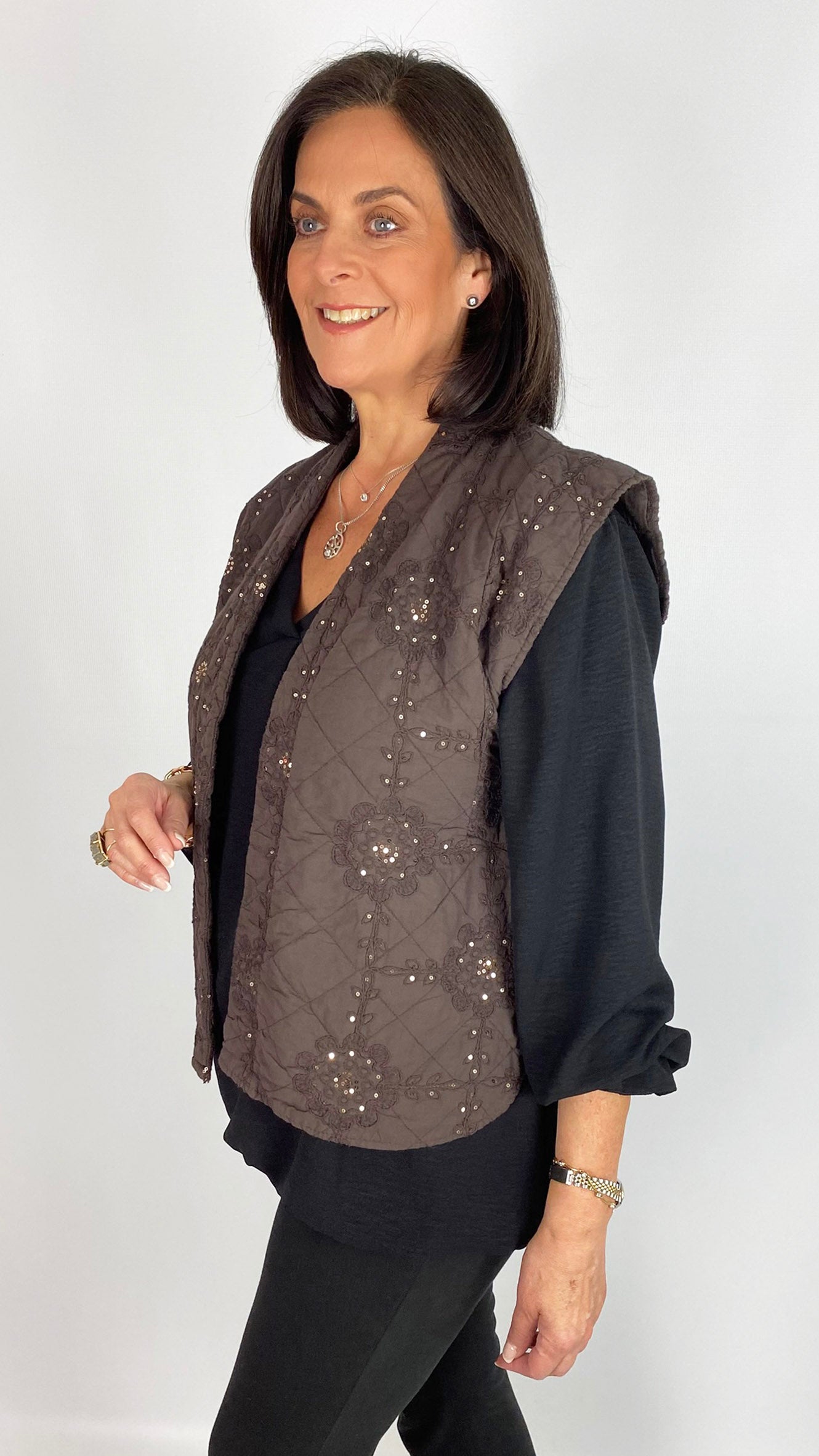 Sequin embellished edge-to-edge waistcoat | 5 Colours