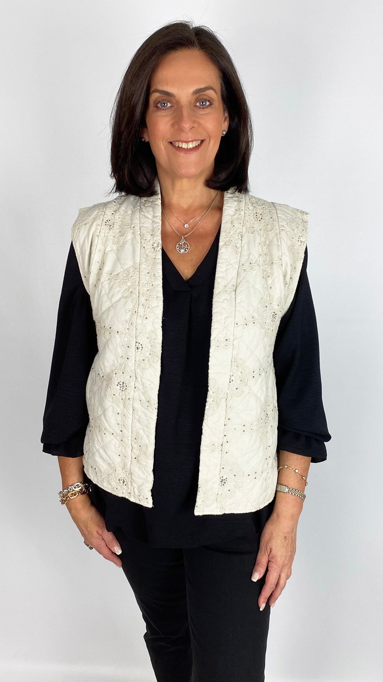 Sequin embellished edge-to-edge waistcoat | 5 Colours