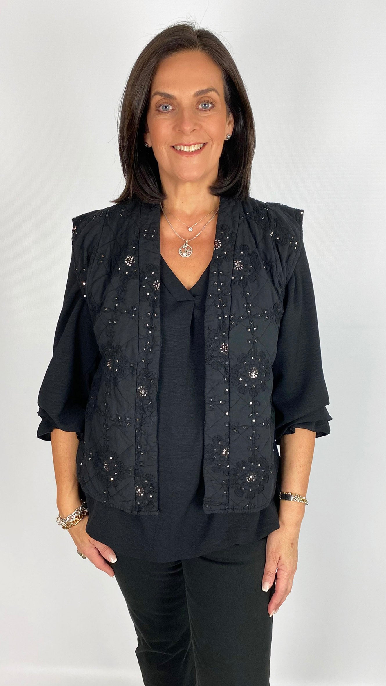 Sequin embellished edge-to-edge waistcoat | 5 Colours