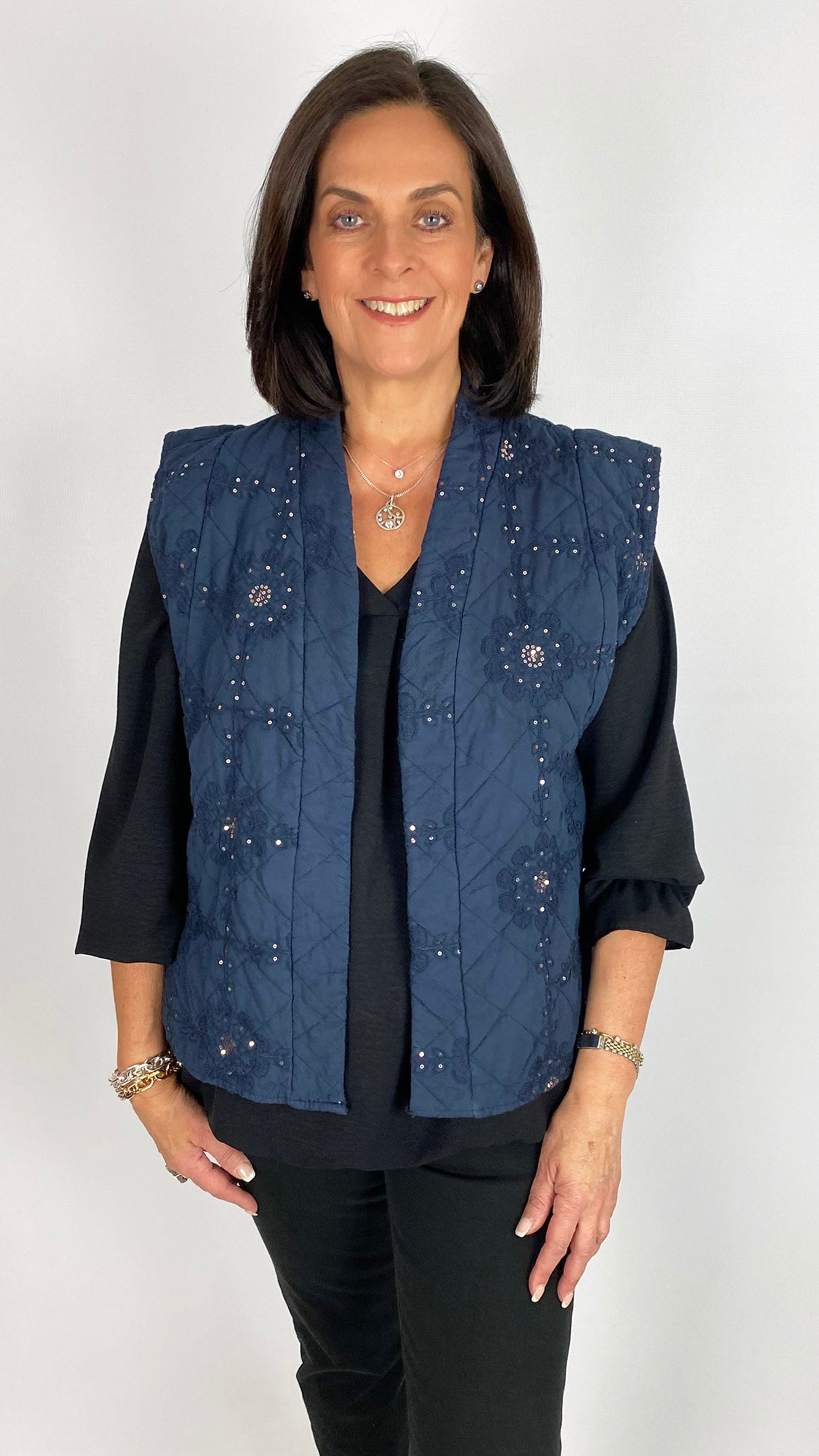 Sequin embellished edge-to-edge waistcoat | 5 Colours
