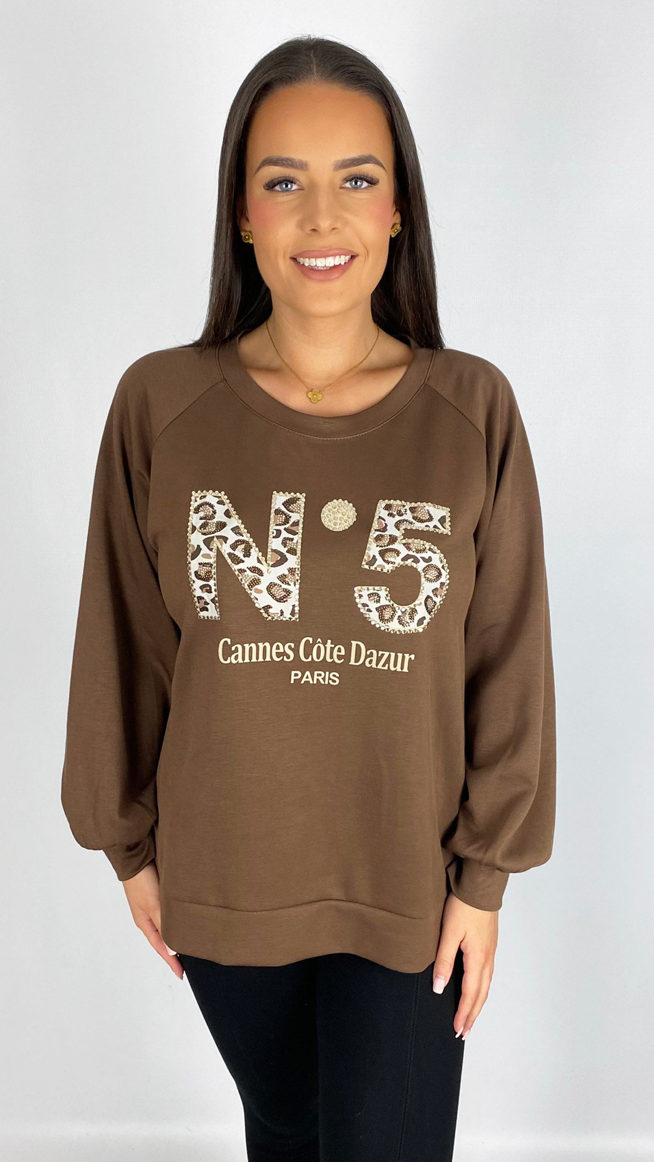 Neoprene-feel designer-inspired '5' sweatshirt | 3 Colours | last 1s