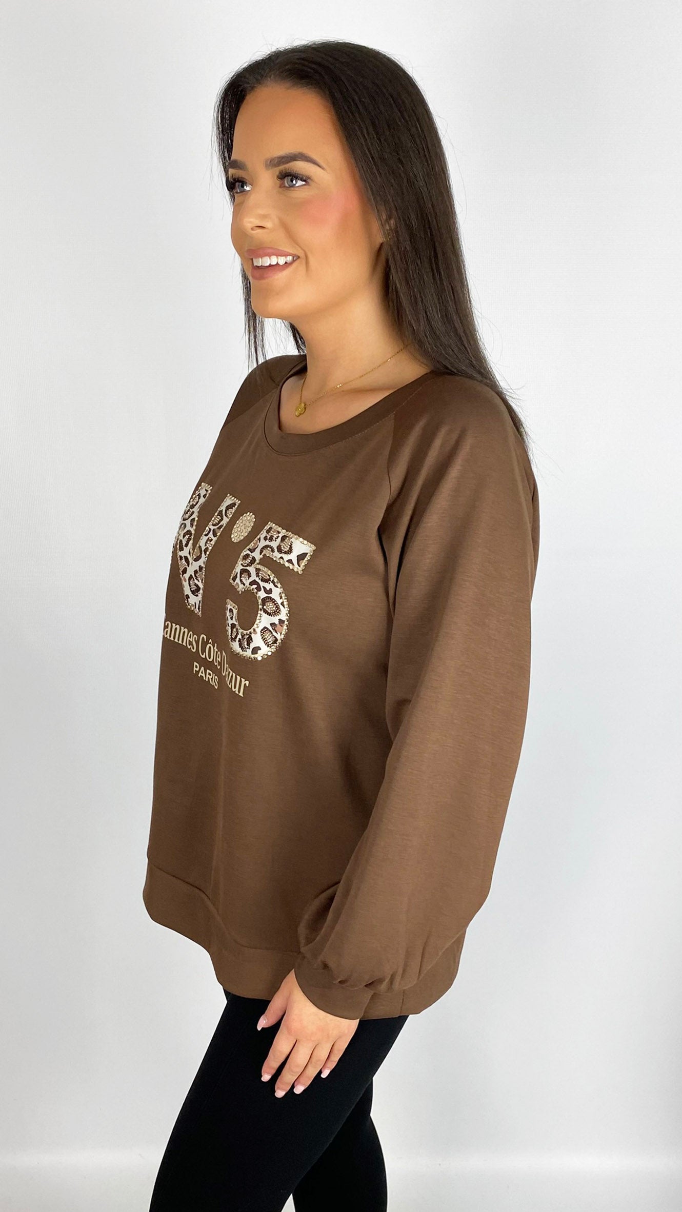 Neoprene-feel designer-inspired '5' sweatshirt | 3 Colours | last 1s