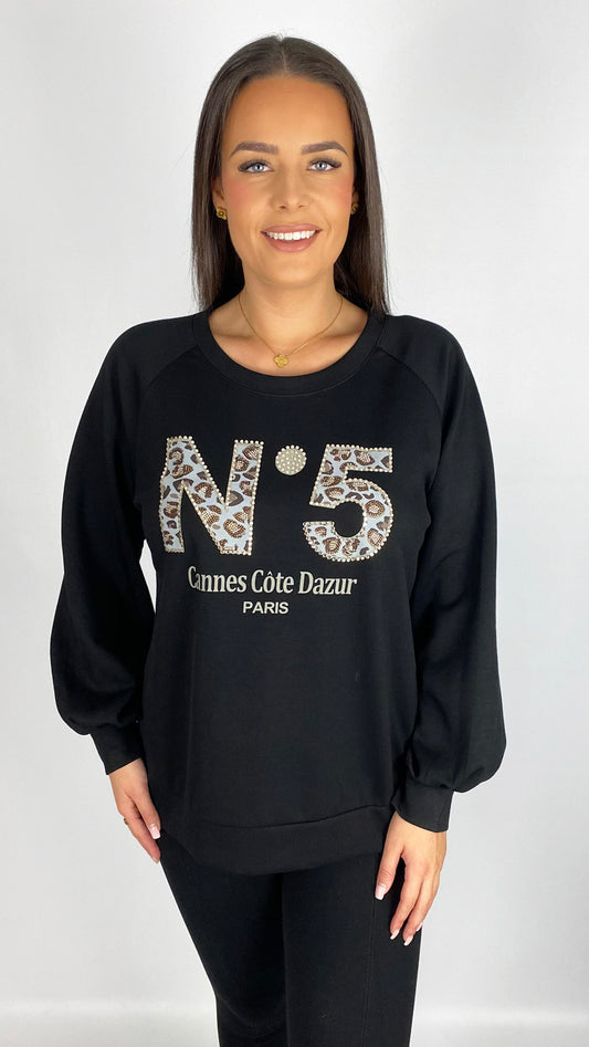 Neoprene-feel designer-inspired '5' sweatshirt | 3 Colours | last 1