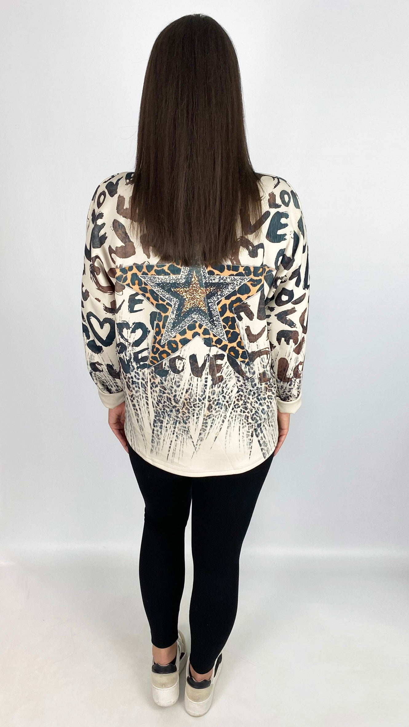 Neoprene-feel stars sweatshirt | Beige