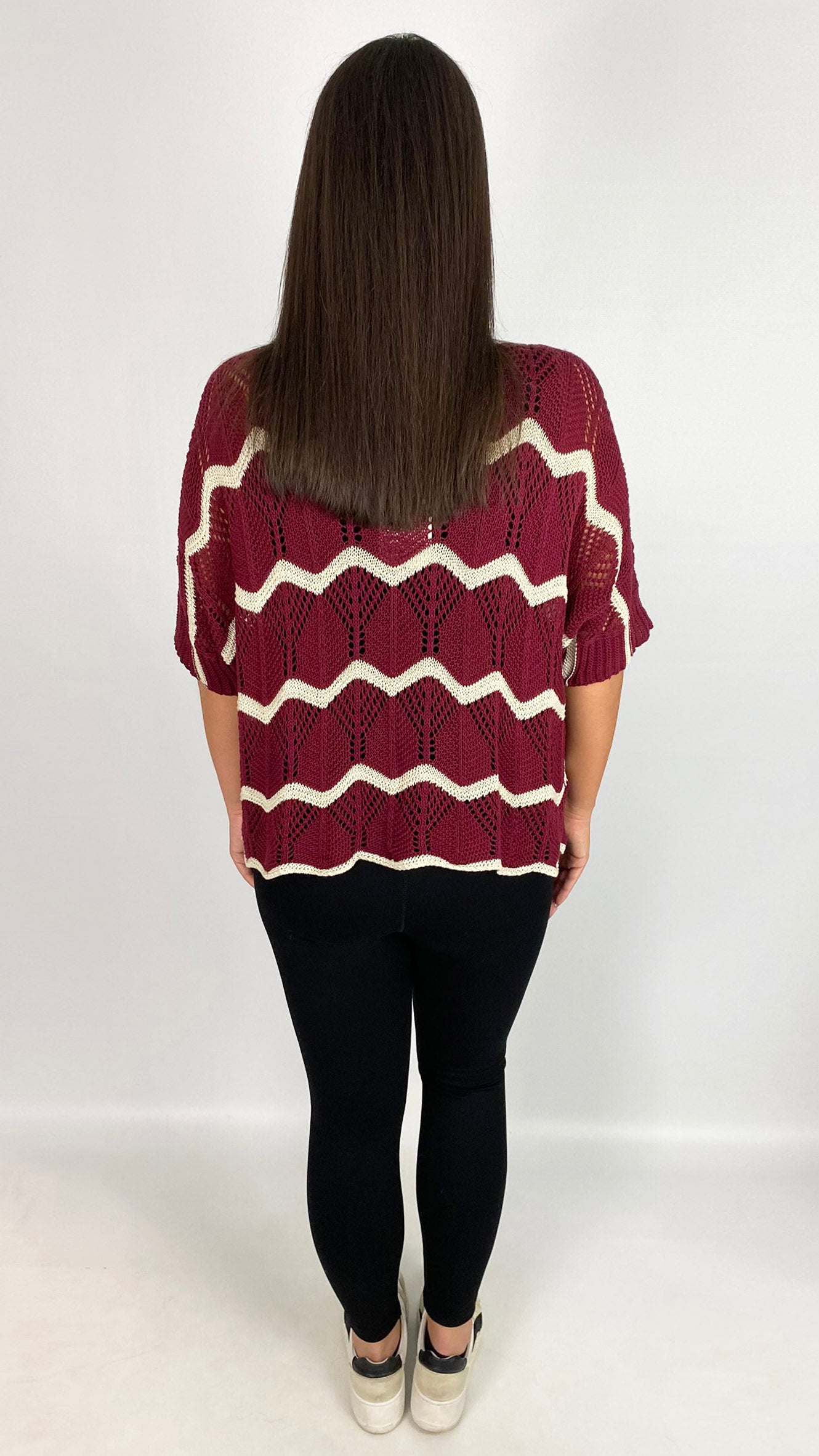 Open-knit zig-zag short sleeve top | 5 Colours