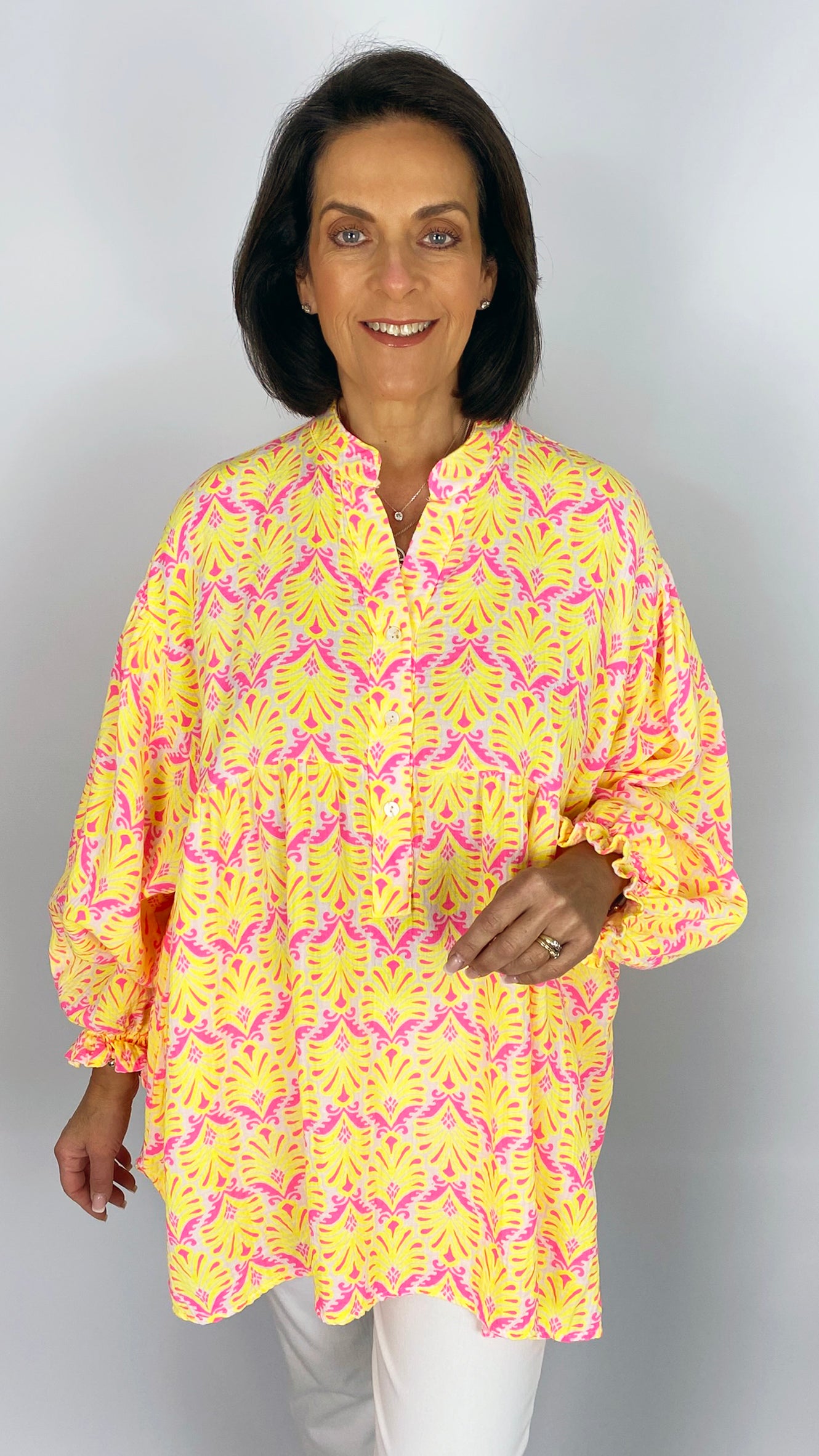 Fluro print oversized tunic top | 4 Colours