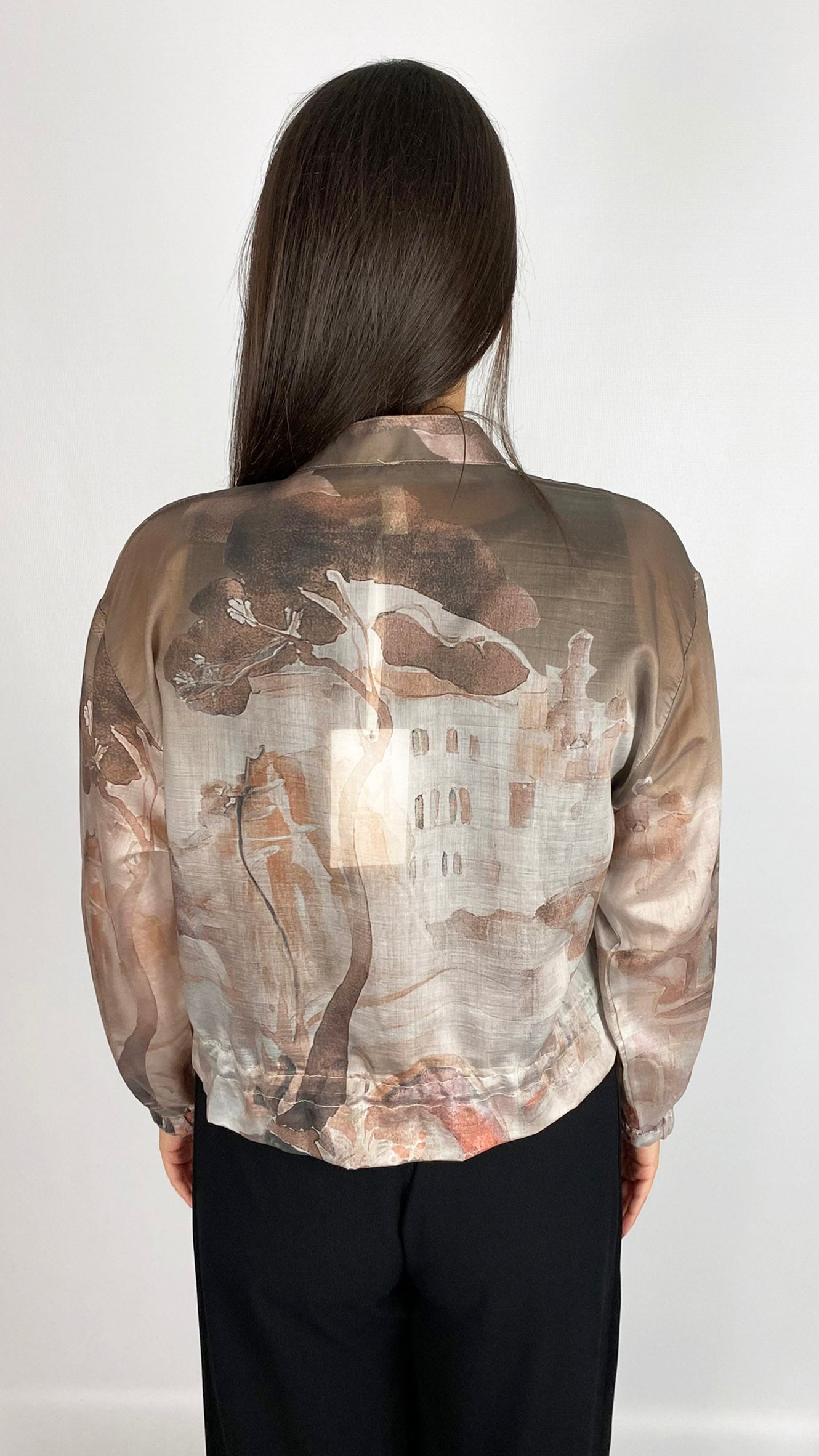 Vegan silk landscape print bomber jacket | 4 Colours