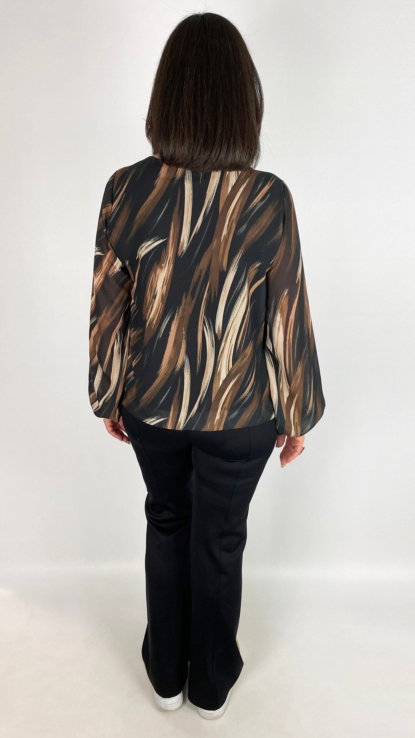 Gathered hem printed chiffon top | 3 Colours