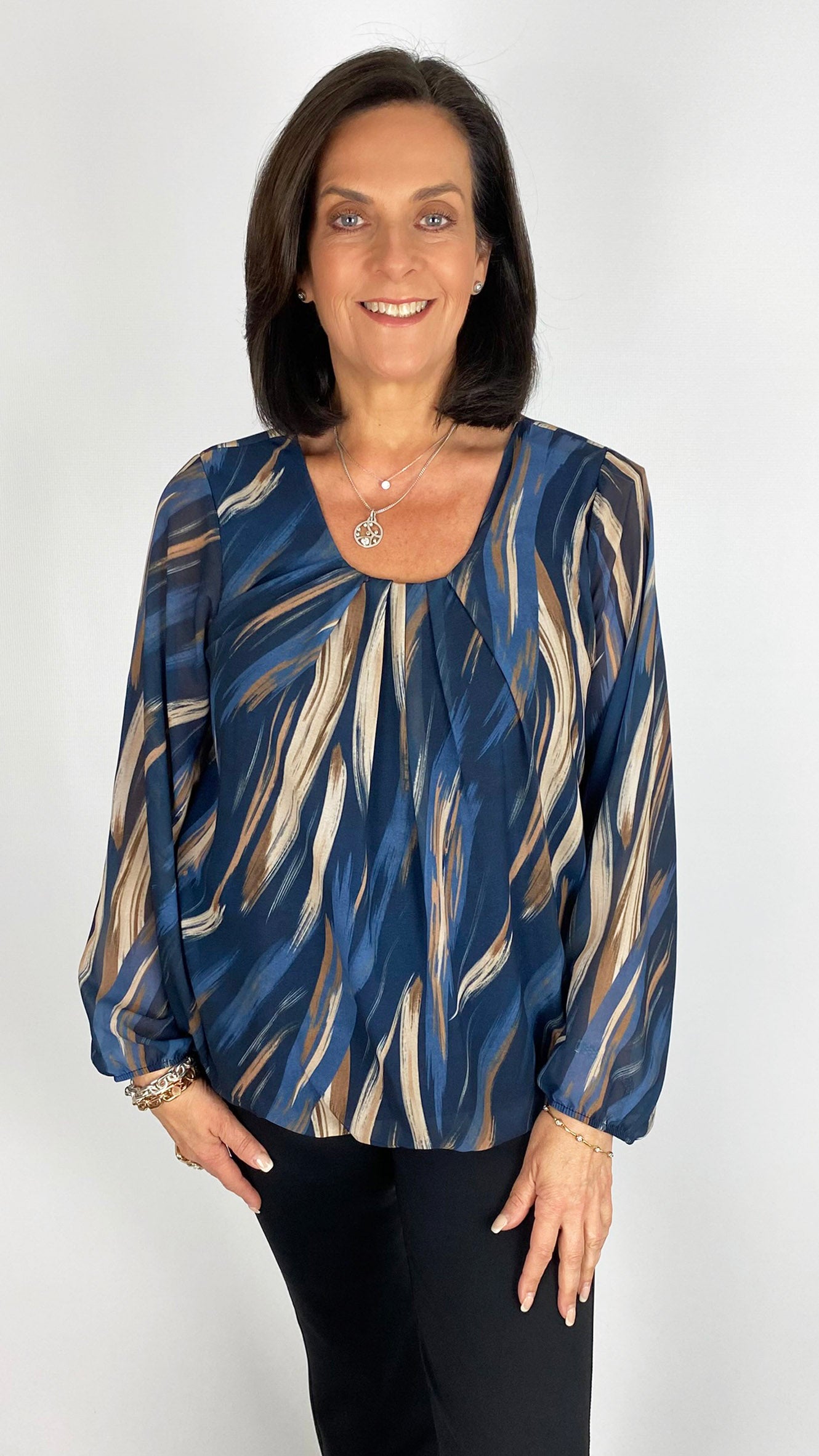 Gathered hem printed chiffon top | 3 Colours