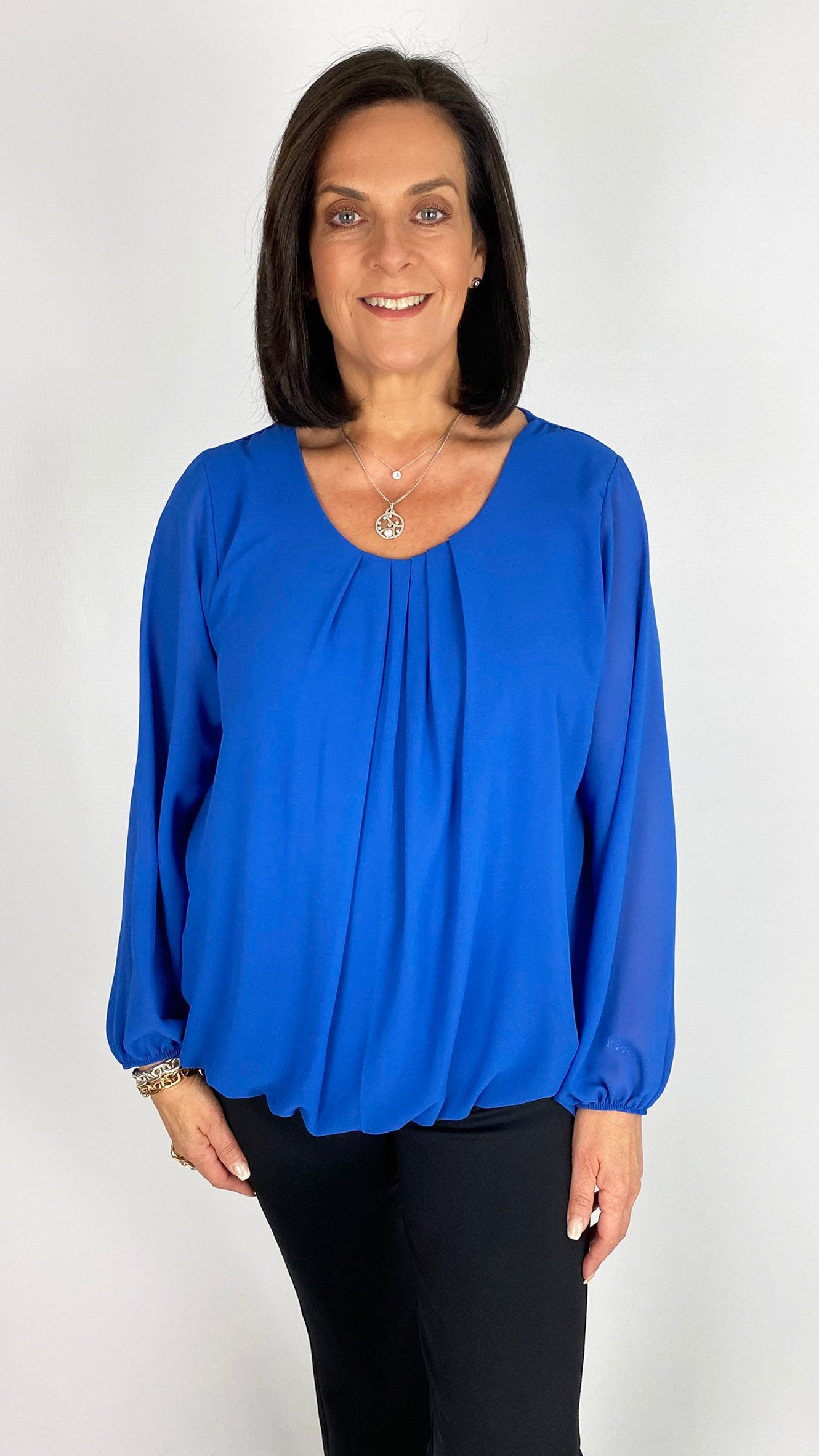 Gathered hem chiffon top | 6 Colours