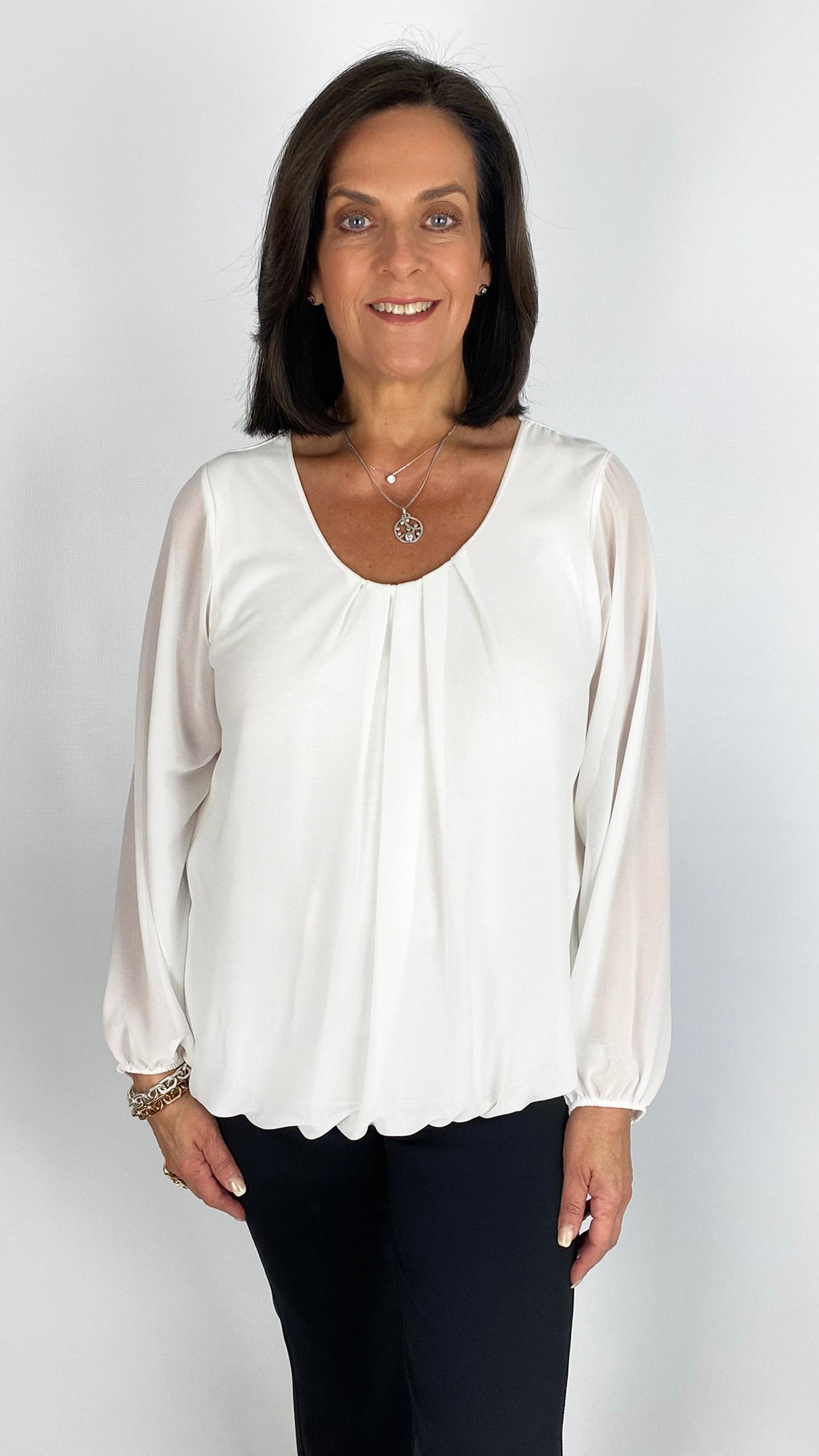 Gathered hem chiffon top | 6 Colours