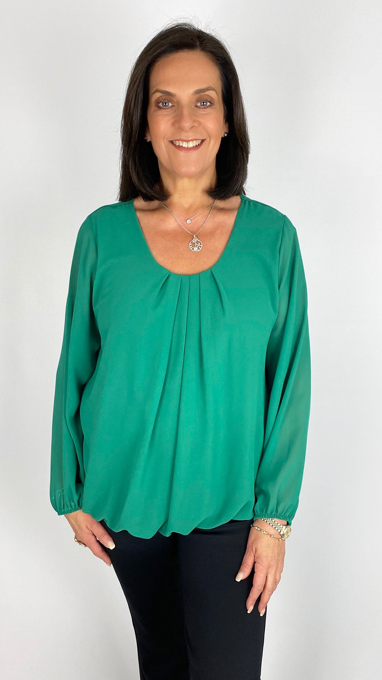 Gathered hem chiffon top | 6 Colours