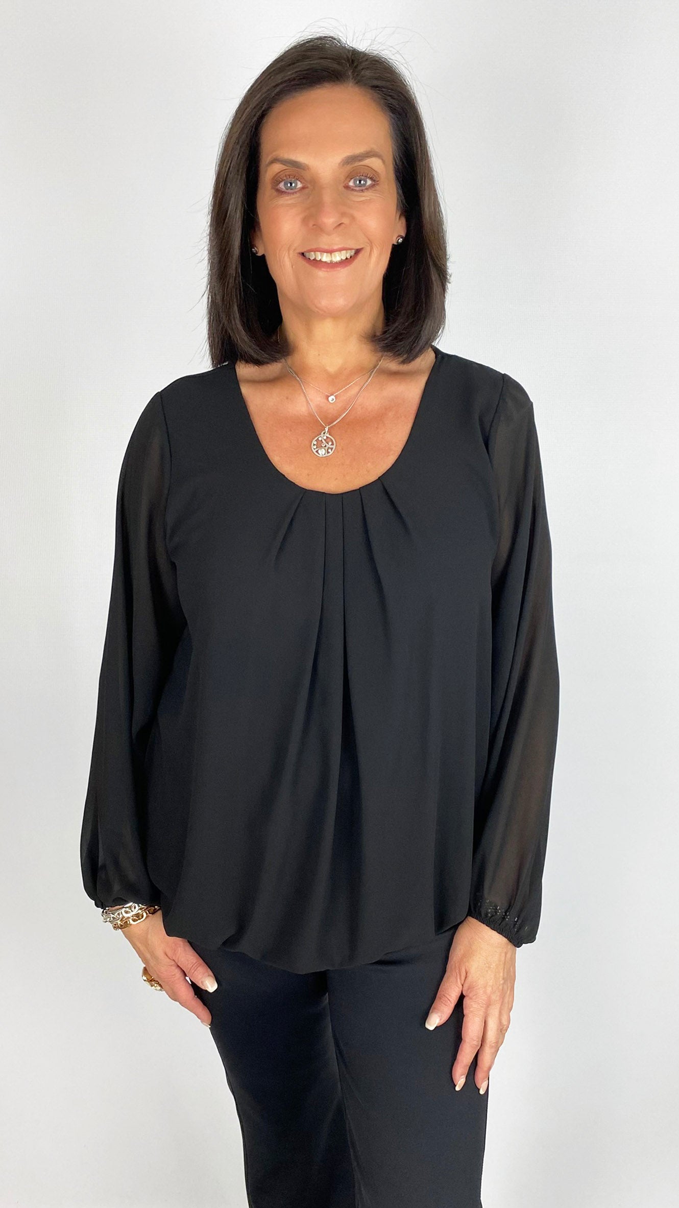 Gathered hem chiffon top | 6 Colours