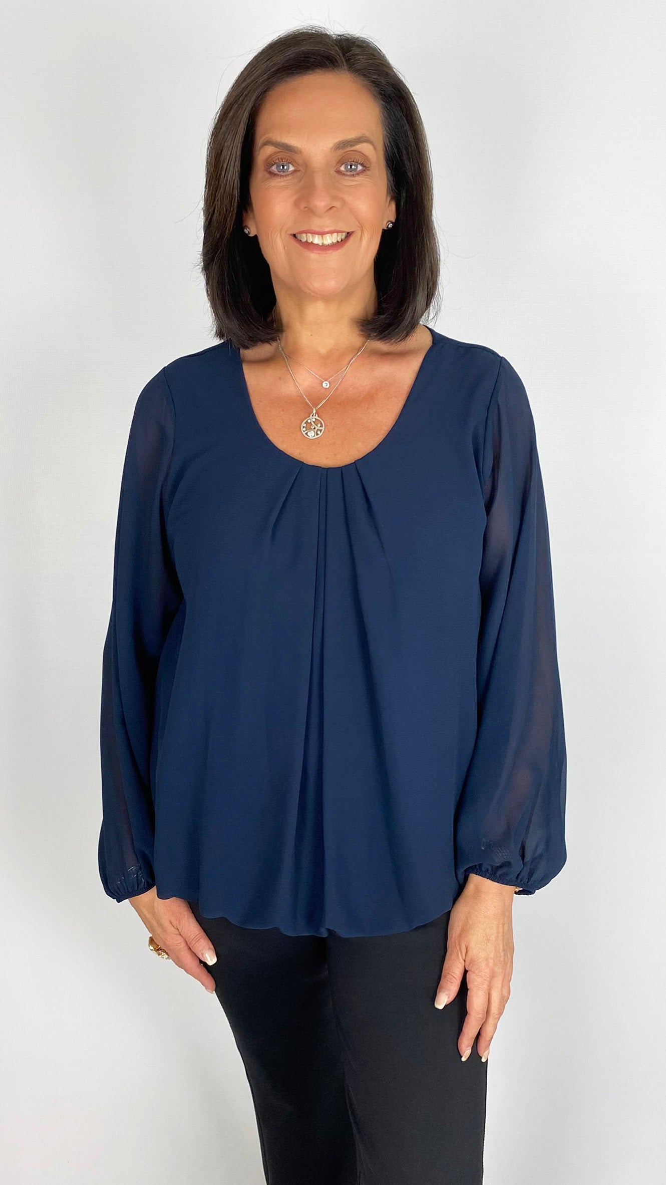 Gathered hem chiffon top | 6 Colours