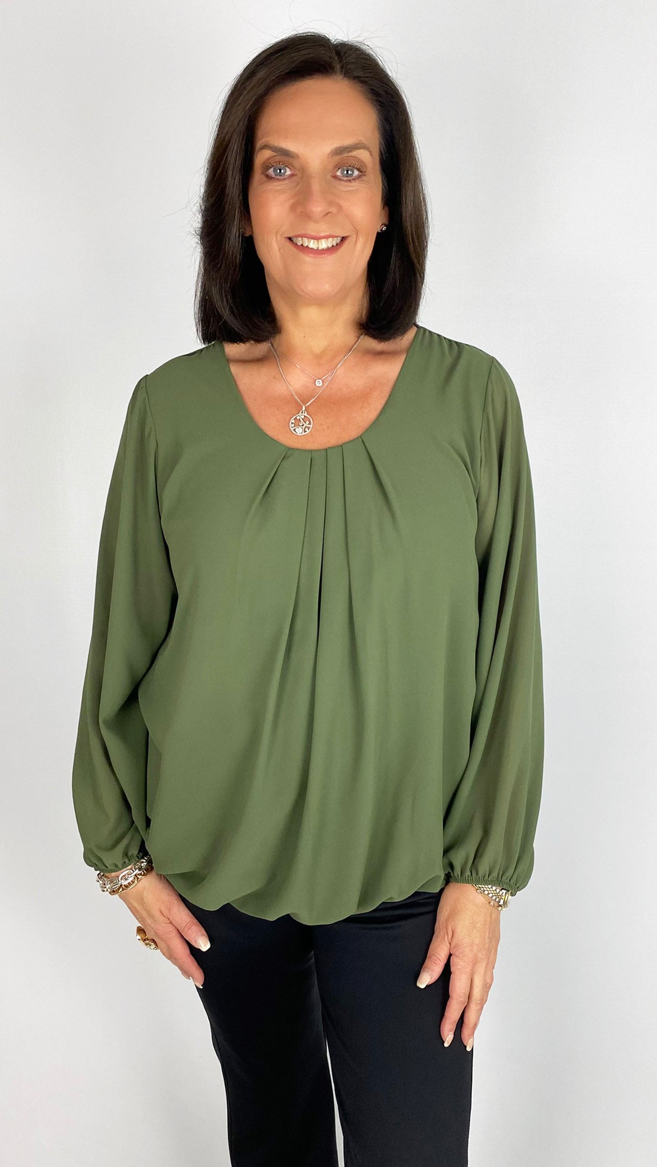Gathered hem chiffon top | 6 Colours