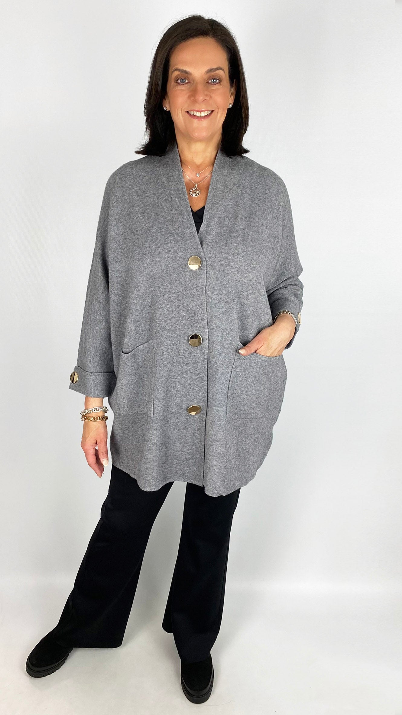 Feature pocket popper button cardigan | 5 Colours