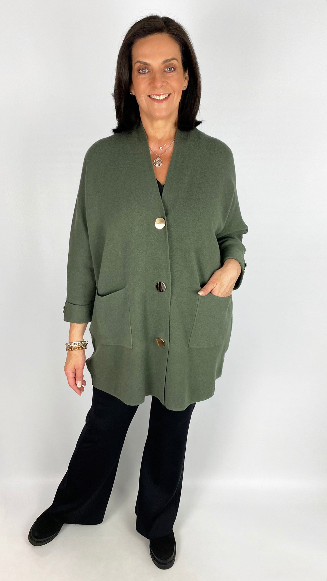 Feature pocket popper button cardigan | 5 Colours