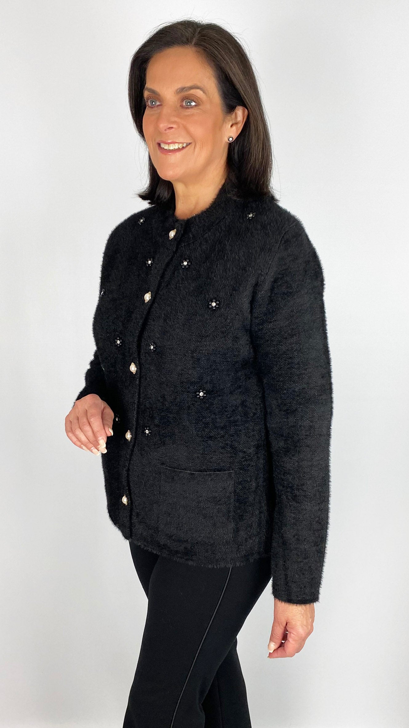 Embellished brushed knit jacket | 2 colours