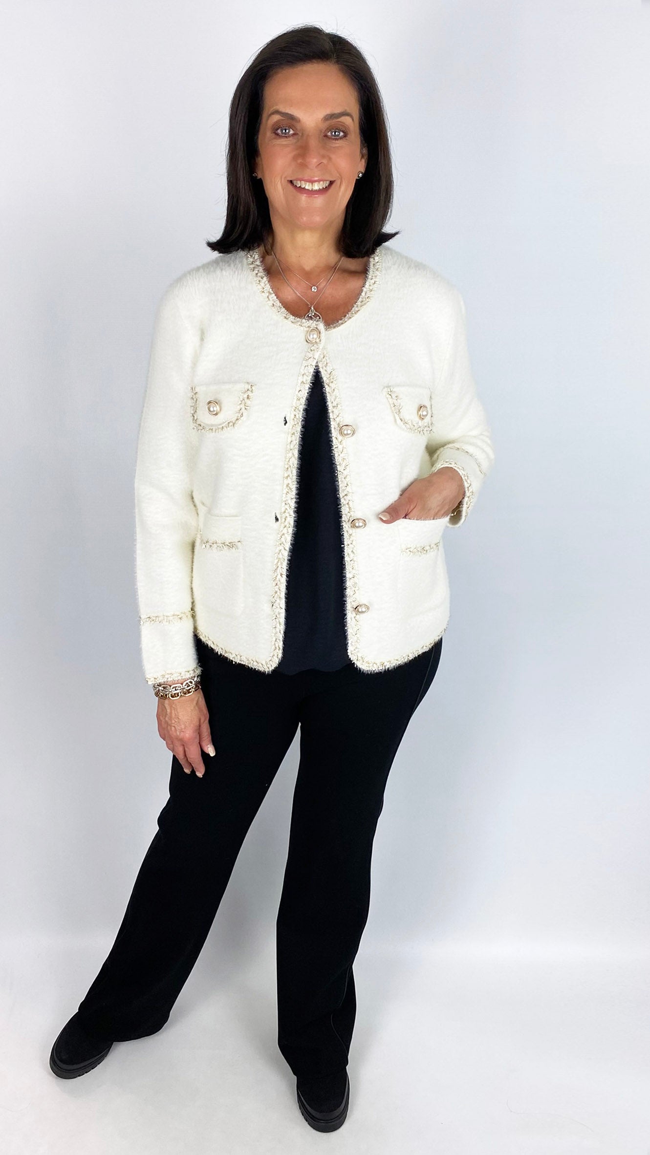 Designer-inspired brushed knit jacket | 2 colours