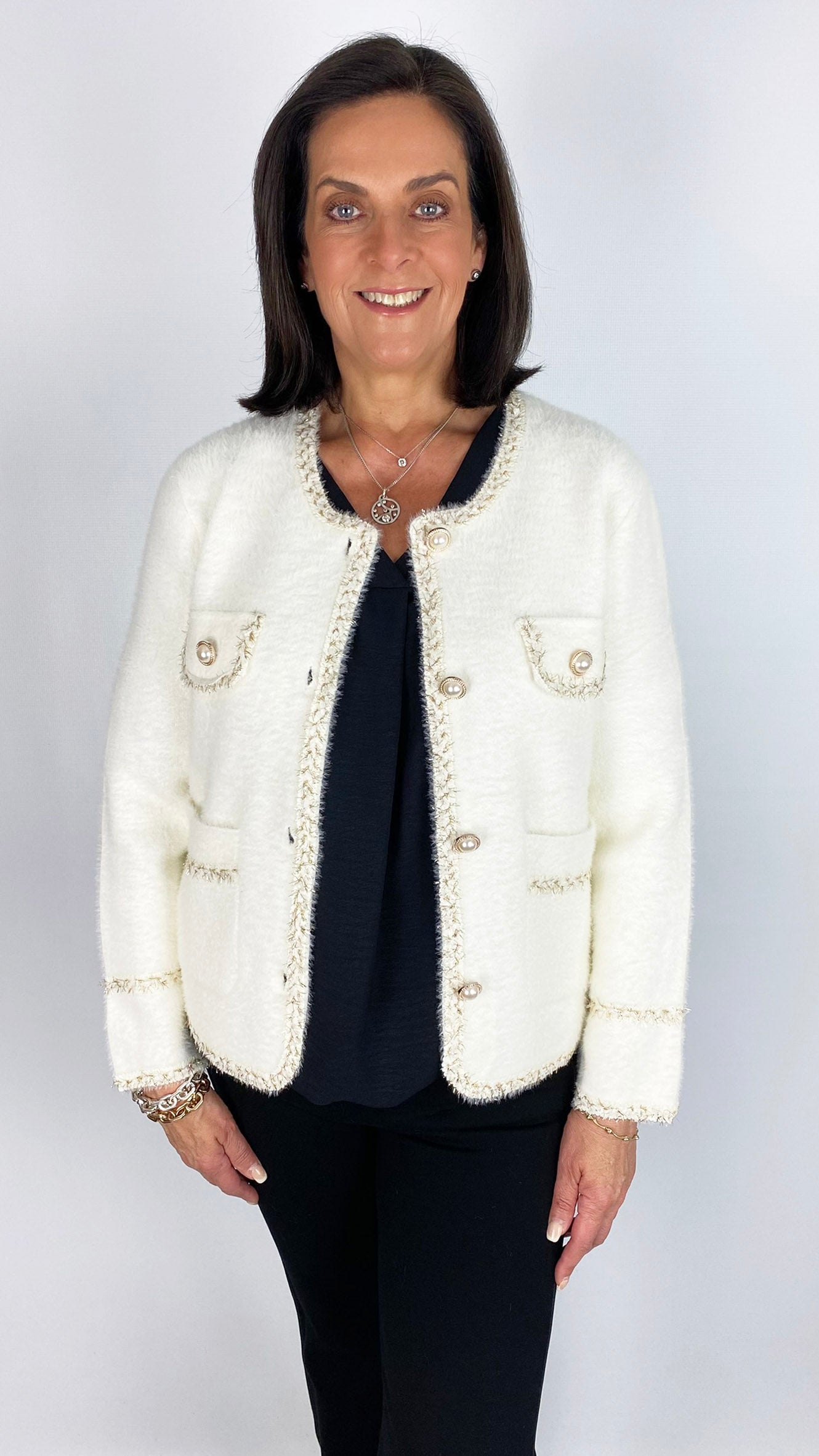 Designer-inspired brushed knit jacket | 2 colours