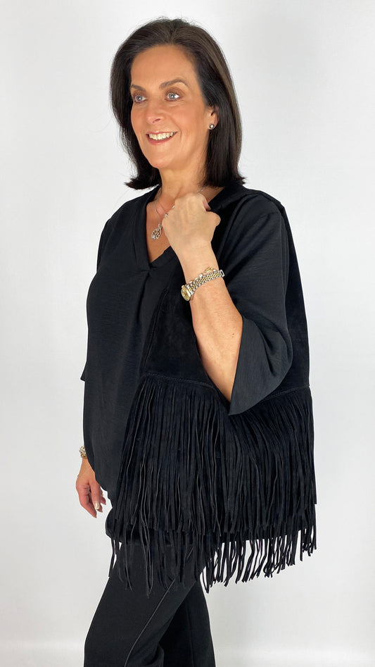 Faux suede fringed bucket bag | 3 colours
