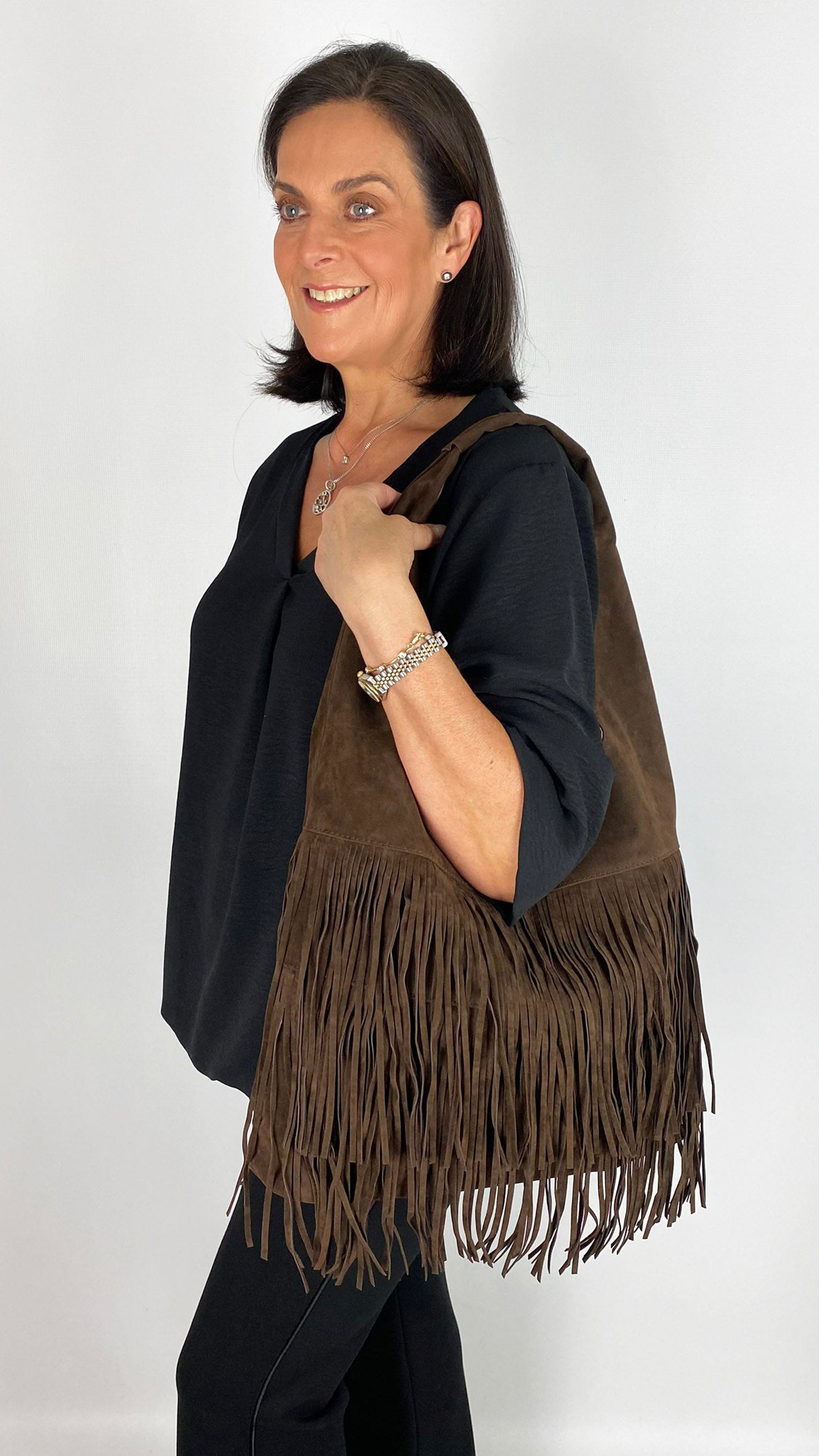 Faux suede fringed bucket bag | 3 colours