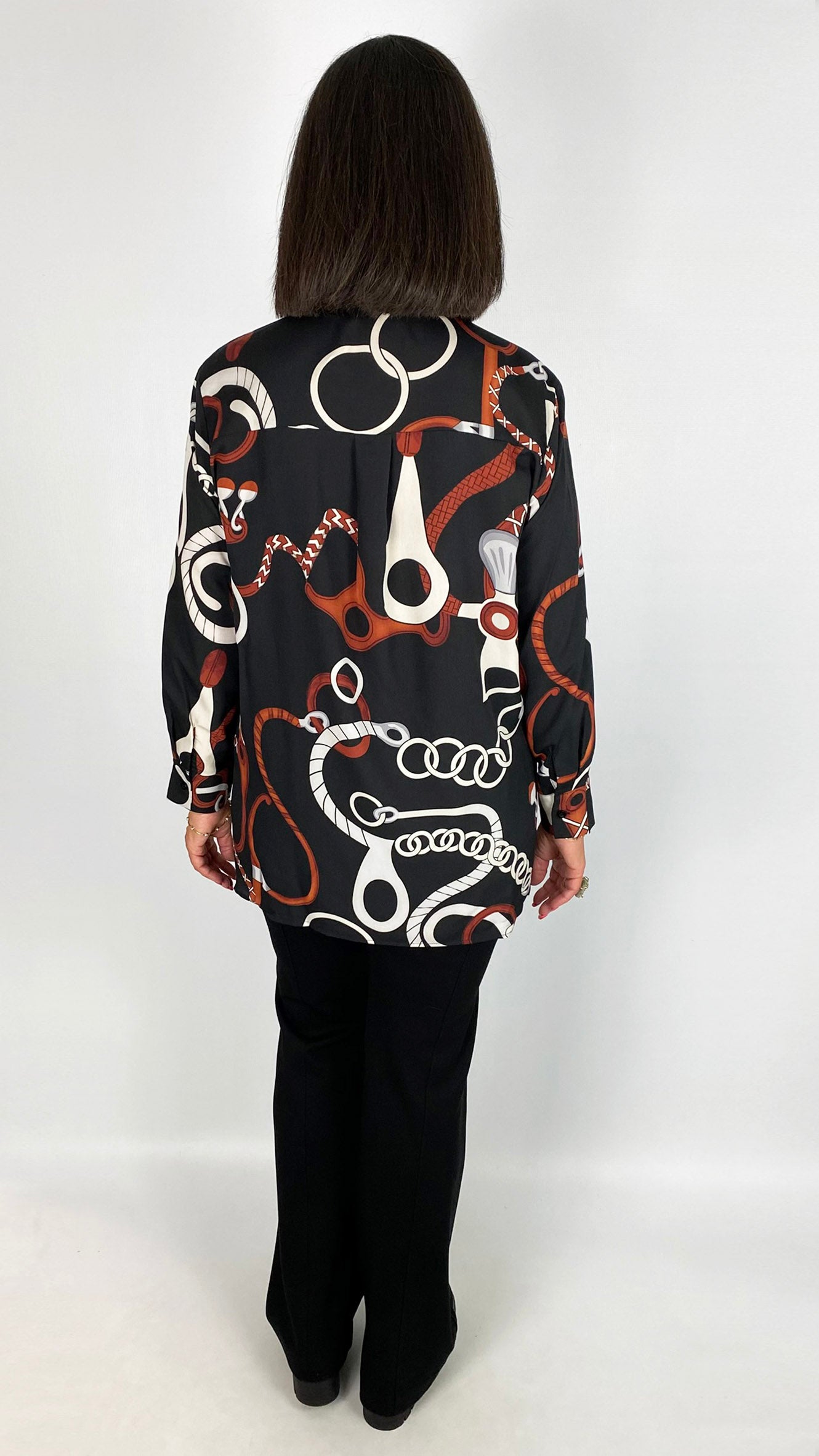 Button-through chain print chiffon shirt | by Malissa J