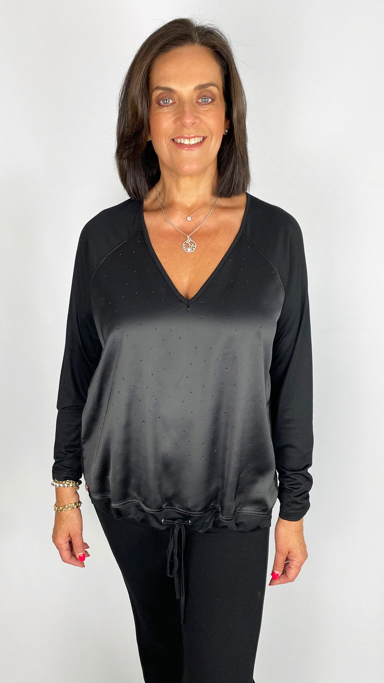 Studded v-neck drawstring top | 3 Colours | by Malissa J