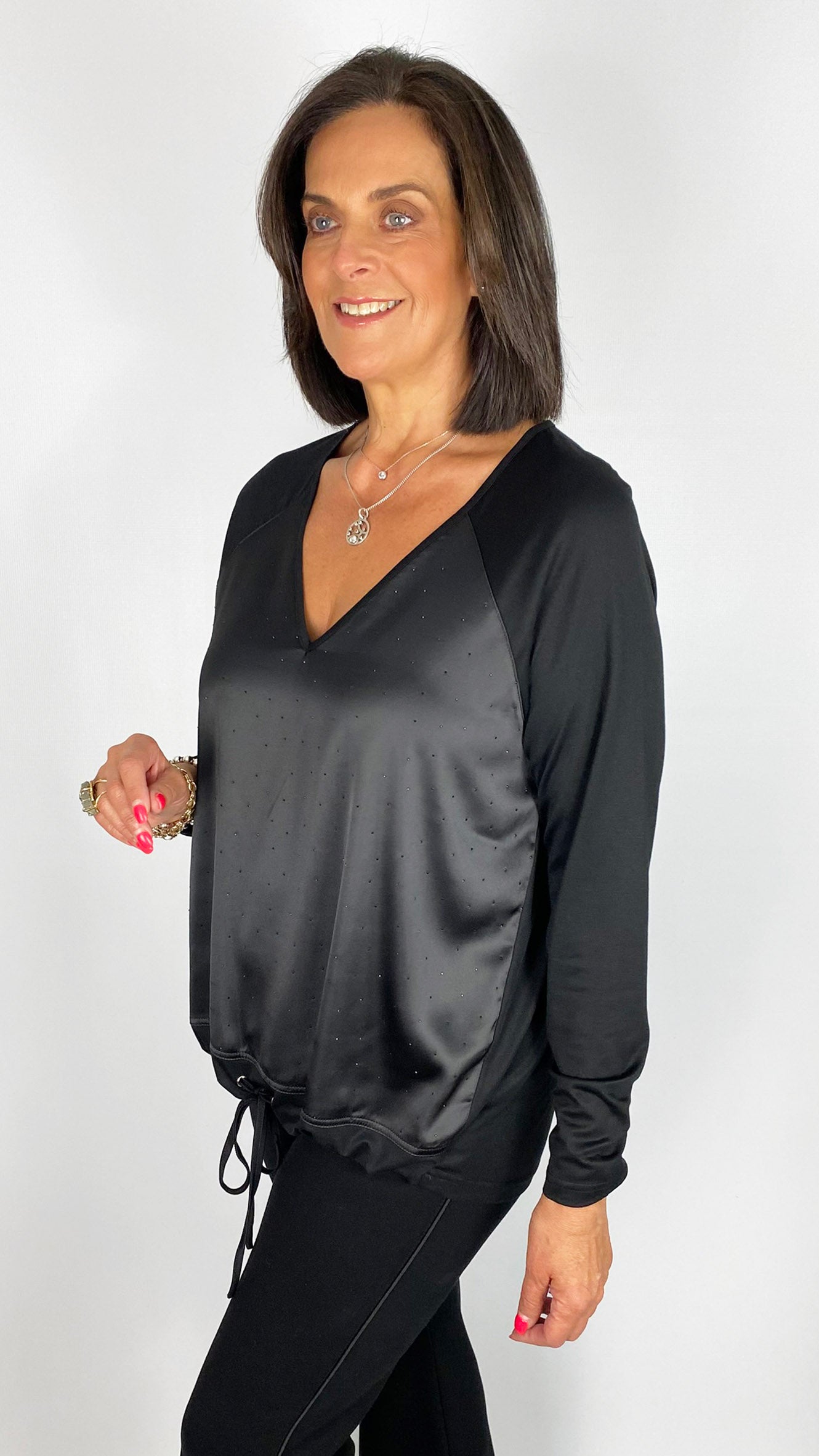 Studded v-neck drawstring top | 3 Colours | by Malissa J