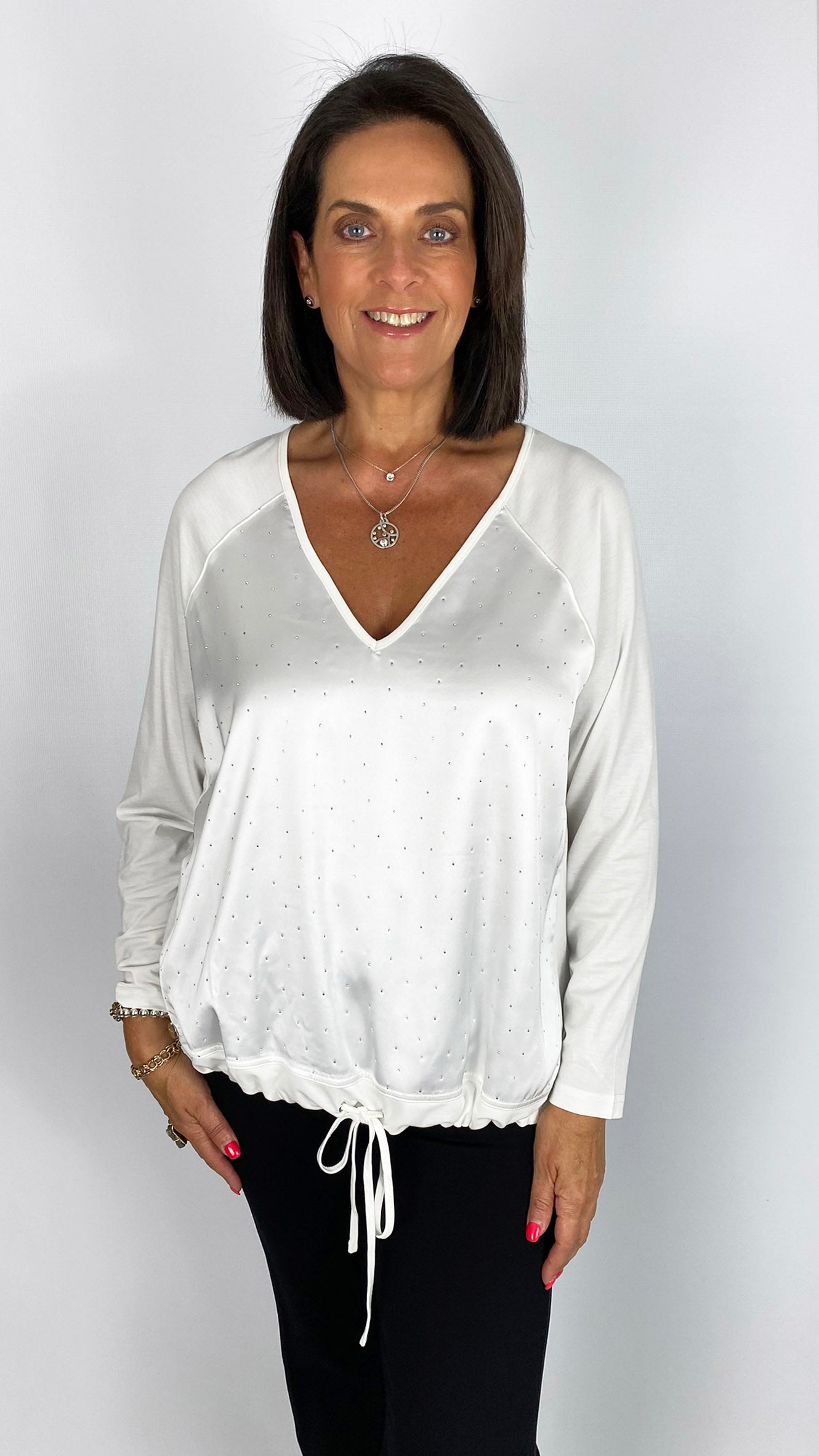 Studded v-neck drawstring top | 3 Colours | by Malissa J