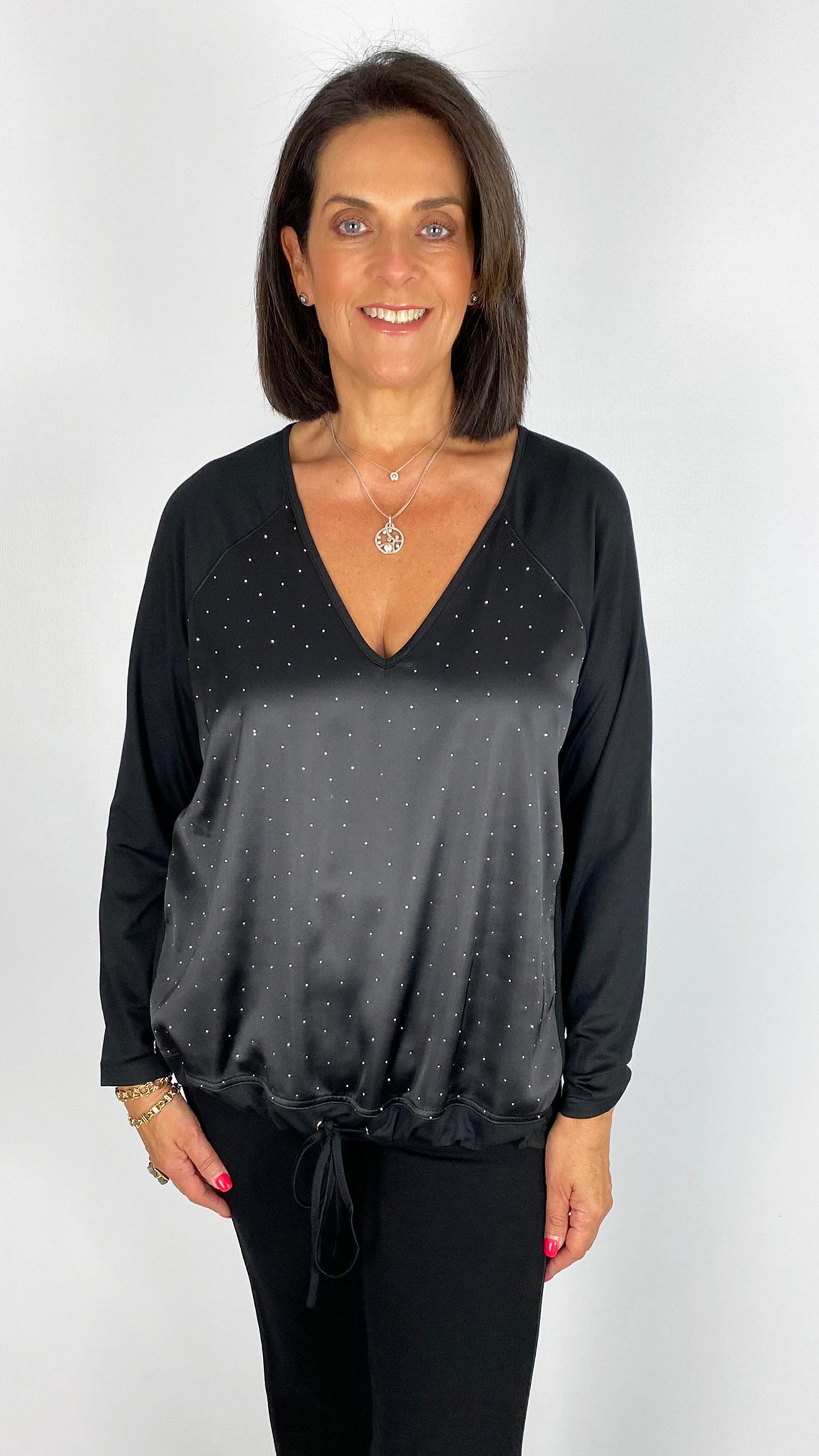 Studded v-neck drawstring top | 3 Colours | by Malissa J